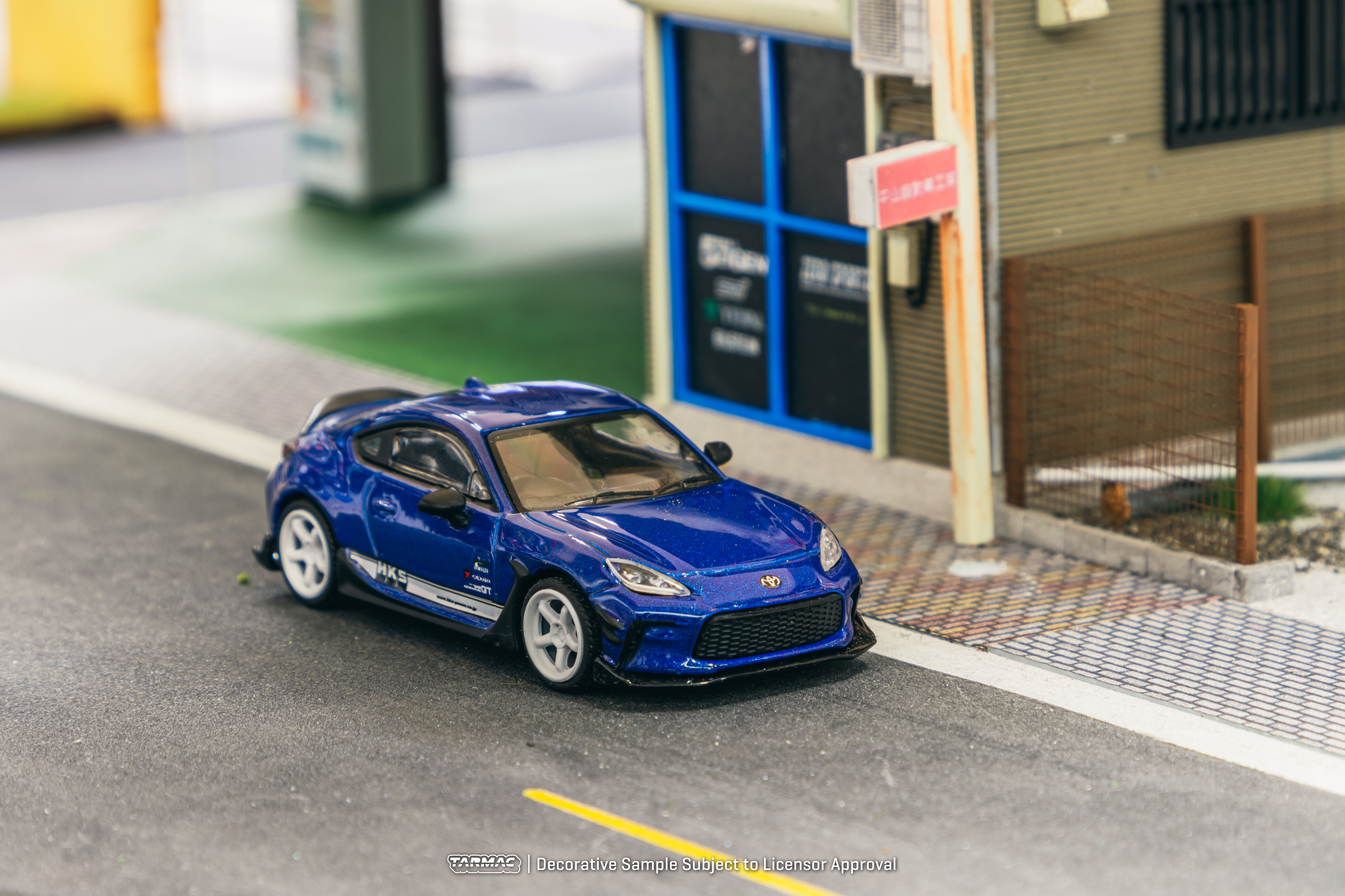 Tarmac Works 1/64 HKS Toyota GR86 Blue Metallic Diecast Model Car - Collectible Toy Vehicle for Display & Racing Scenes