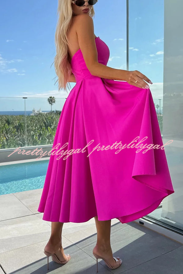 Elegant Solid Color Off Shoulder Pocket Midi Dress for Women - Summer Casual, Beach Vacation, Date Night Outfit