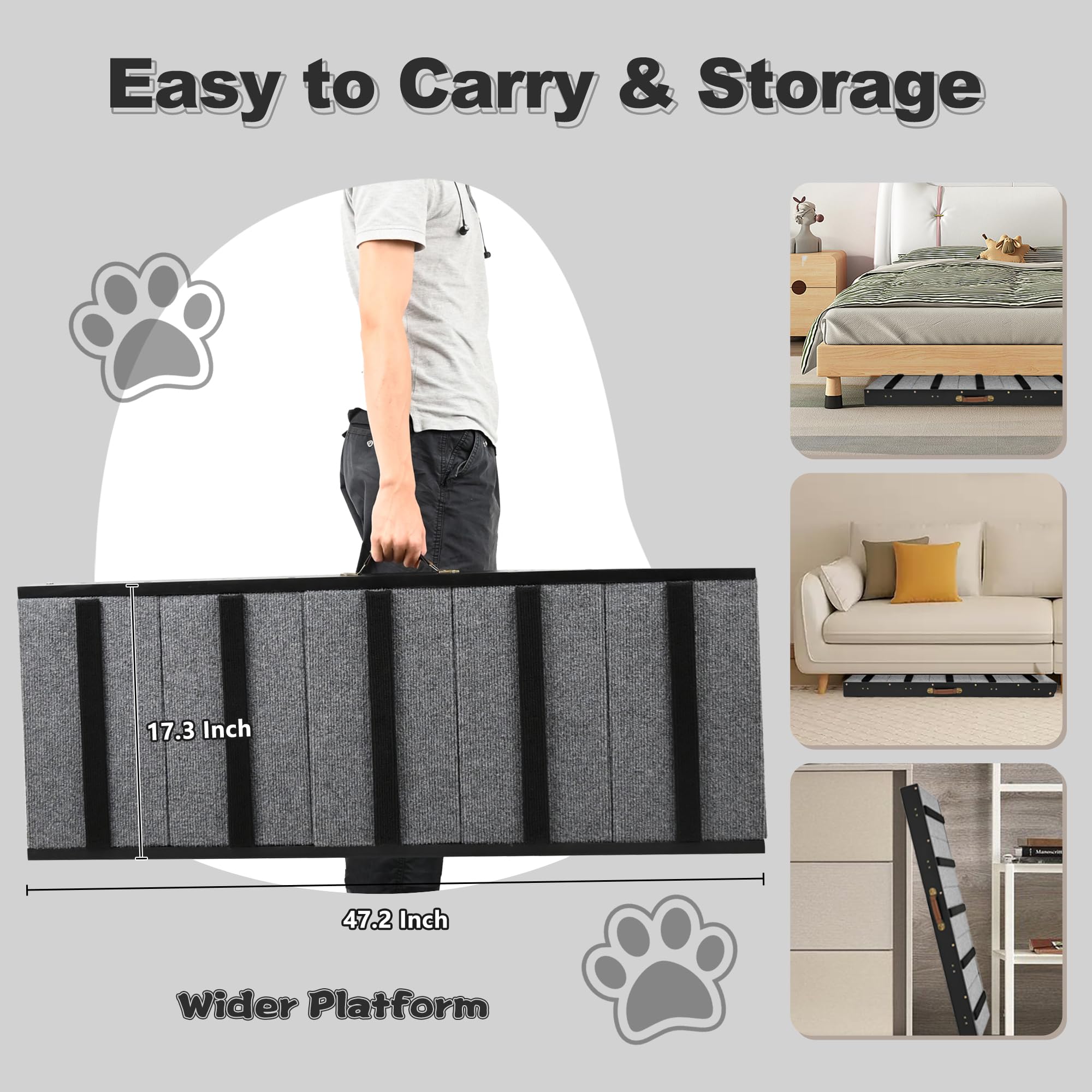 2-in-1 Dog Ramp & Stairs - Adjustable Wooden Pet Ramp for Beds, SUVs & Couches