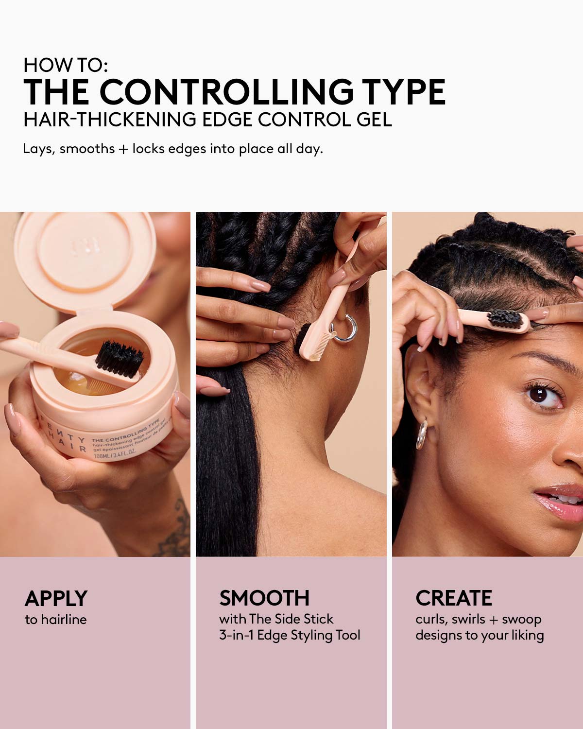 Best Hair Thickening Edge Control Gel for Natural Hair - Strong Hold & Frizz Control - Perfect for Styling Edges, Baby Hairs & Sleek Hairstyles