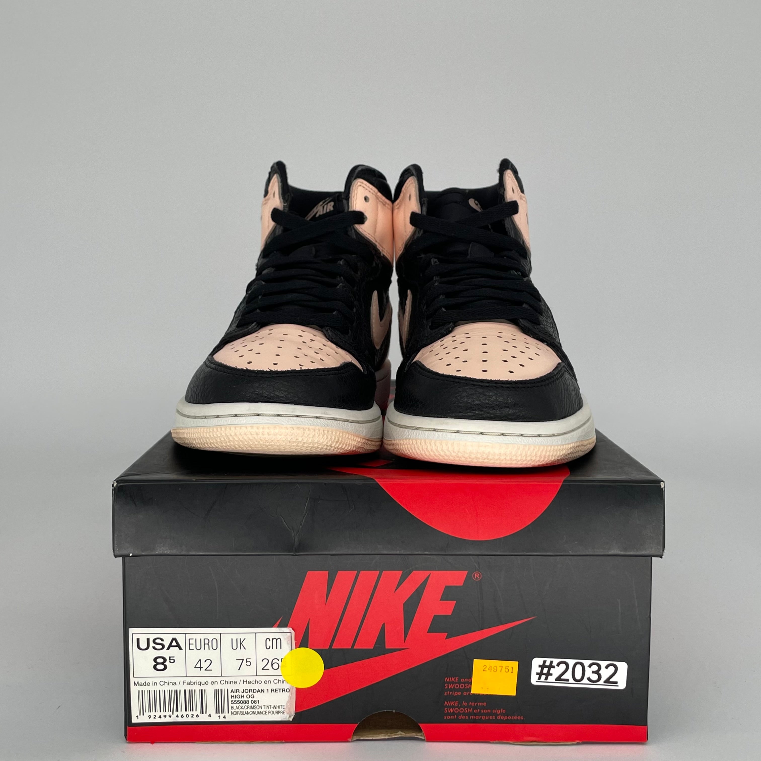 AIR JORDAN 1 CRIMSON TINT Sneakers - Men's Size 8.5 (555088-081) - Retro High Top Basketball Shoes for Casual Wear & Street Style
