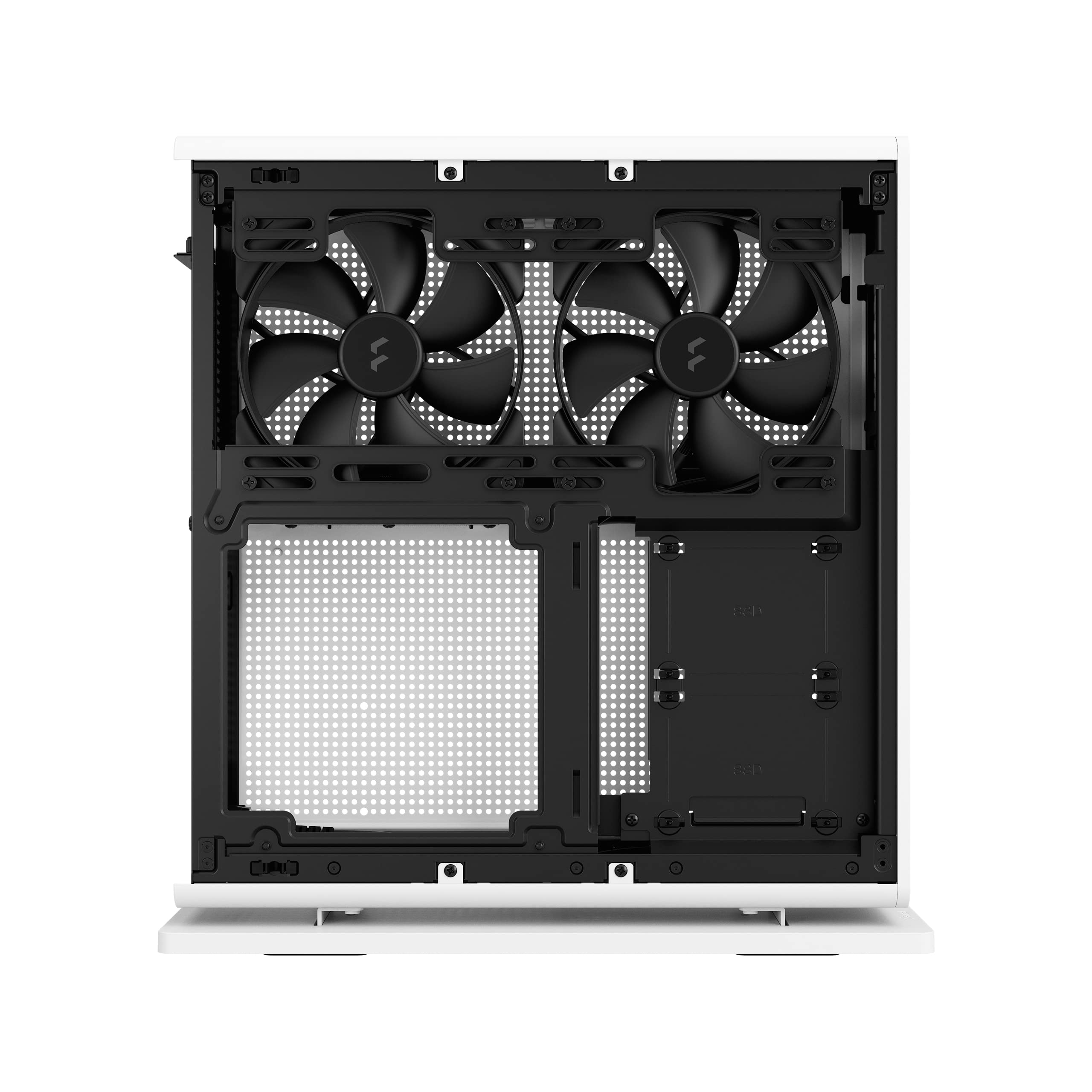 Fractal Design Ridge White ITX PC Case - PCIe 4.0 Riser Card & 2x140mm PWM Fans Included - USB Type-C - Compact Gaming Computer Case for Home Theater & Workstation Setup