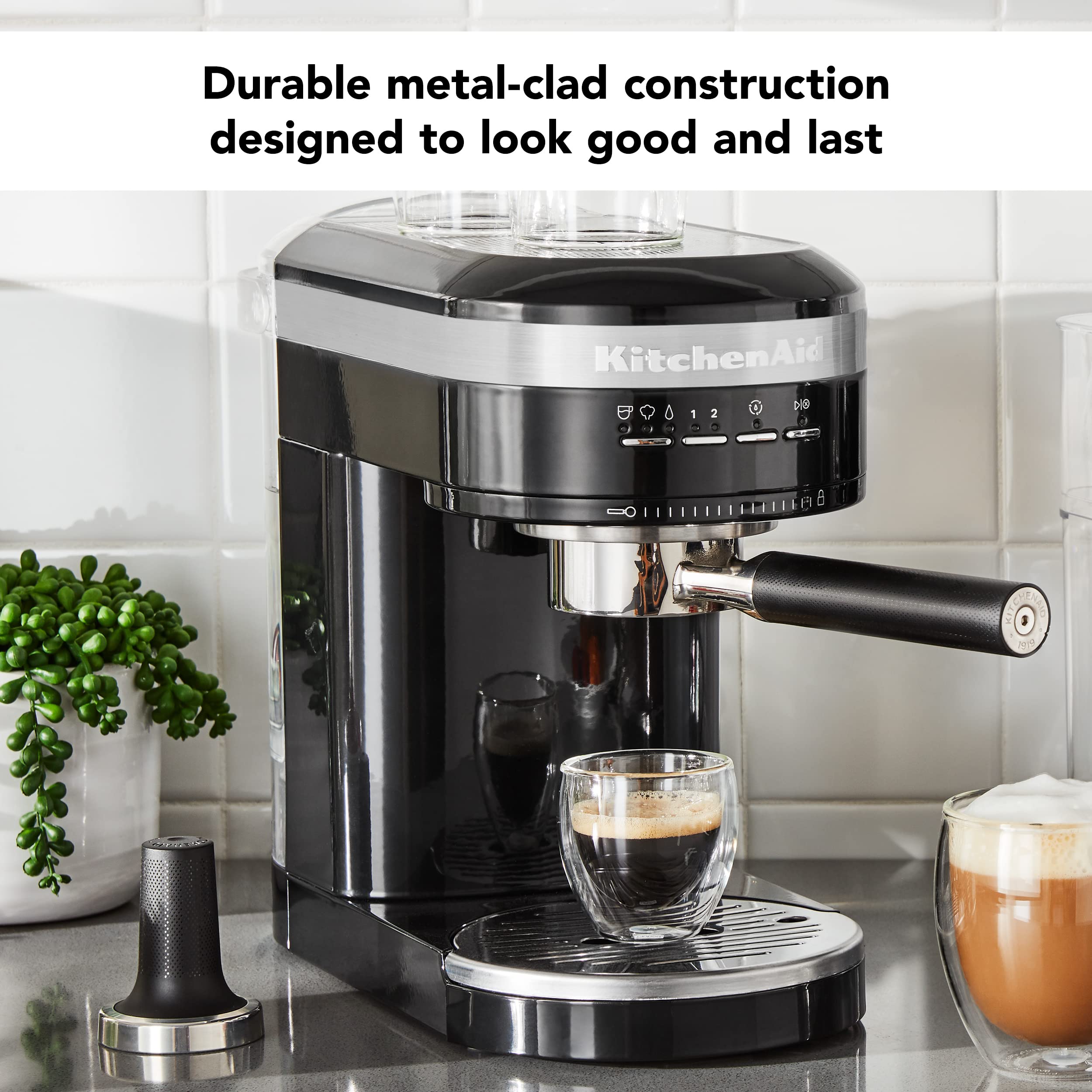 KitchenAid KES6503 Black 1.4L Semi-Automatic Espresso Machine for Home Barista - Perfect for Coffee Lovers, Small Kitchens & Entertaining Guests