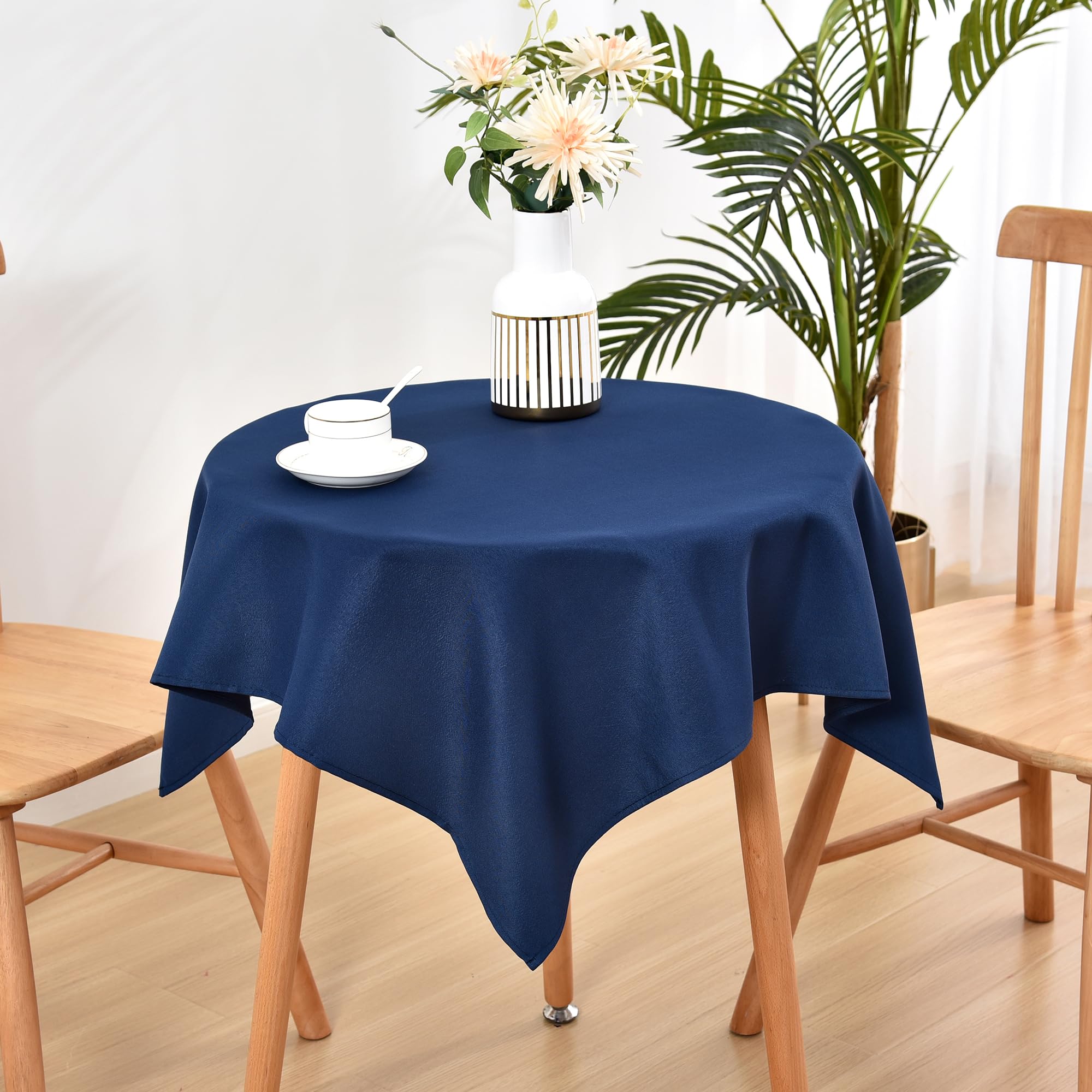 Washable Navy Blue Square Tablecloth 36x36 Inch - Small Fabric Table Cover for Nightstand, End Table, Bedside Table | Durable & Stylish Home Decor for Dining, Parties & Everyday Use
