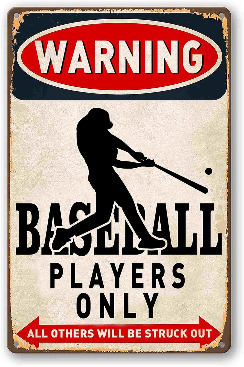 Vintage Baseball Metal Wall Art Sign - 8 x 12 Inch Sports Decor for Boys Room, Baseball Lover Gift - Perfect for Sports Themed Bedroom, Man Cave, Game Room & Office Decor
