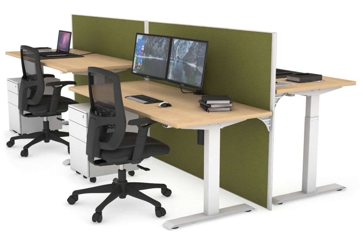 Just Right Height Adjustable 4-Person Workbench [1400L x 700W] - Heavy Duty Industrial Workstation for Factory, Warehouse & Workshop Use