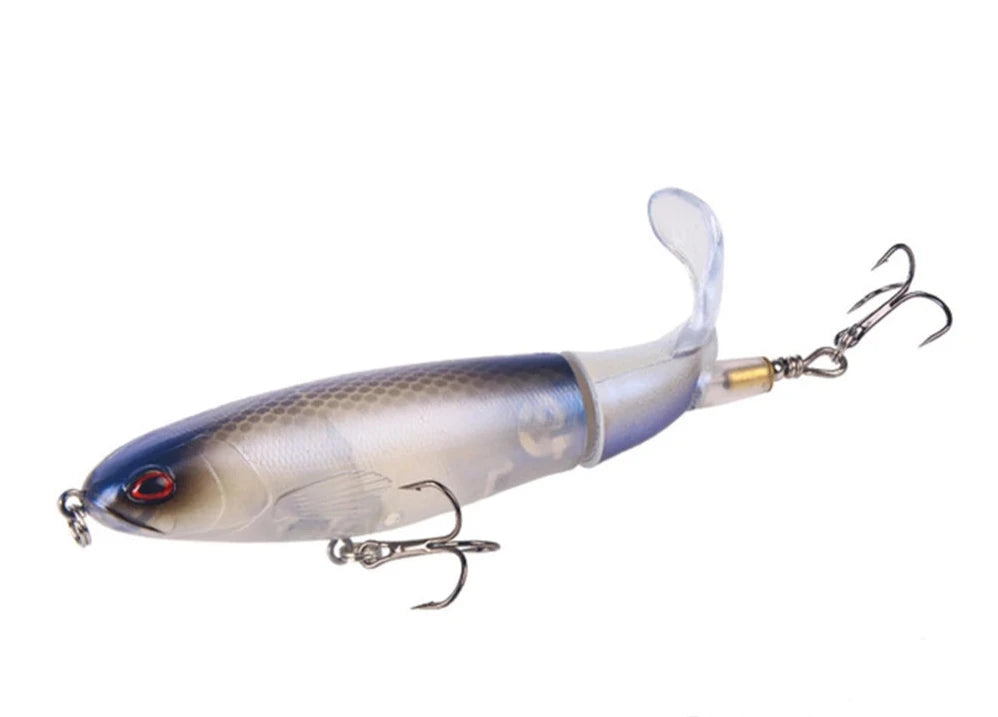 Whopper Popper Fishing Lure - Soft Rotating Tail Artificial Bait for Bass, Trout & Pike - Topwater Fishing Lures for Freshwater & Saltwater