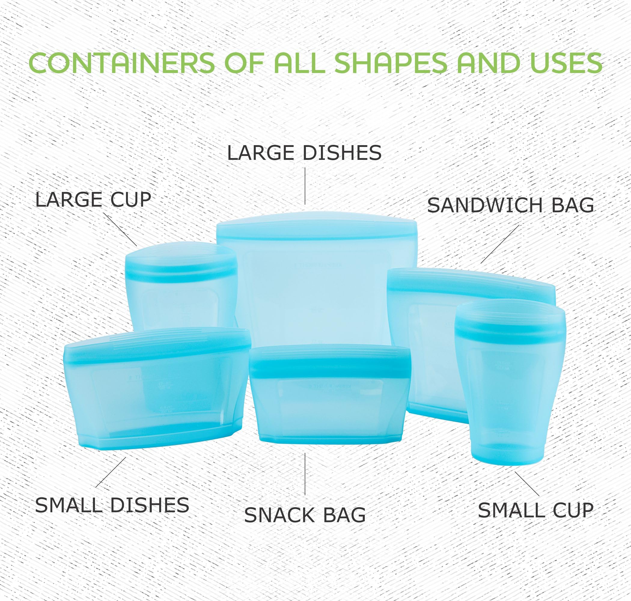 6-Pack Reusable Silicone Food Storage Bags - Eco-Friendly Zip Containers for Fruits, Vegetables & Snacks - Microwave, Dishwasher & Freezer Safe (White) - Perfect for Meal Prep, School Lunches & On-the-Go Snacking