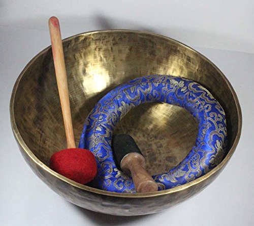 15.5 Inch Handmade Tibetan Singing Bowl Set - Antique Style Meditation Bowl for Yoga, Sound Healing & Relaxation - Perfect for Mindfulness Practice, Therapy & Home Decor