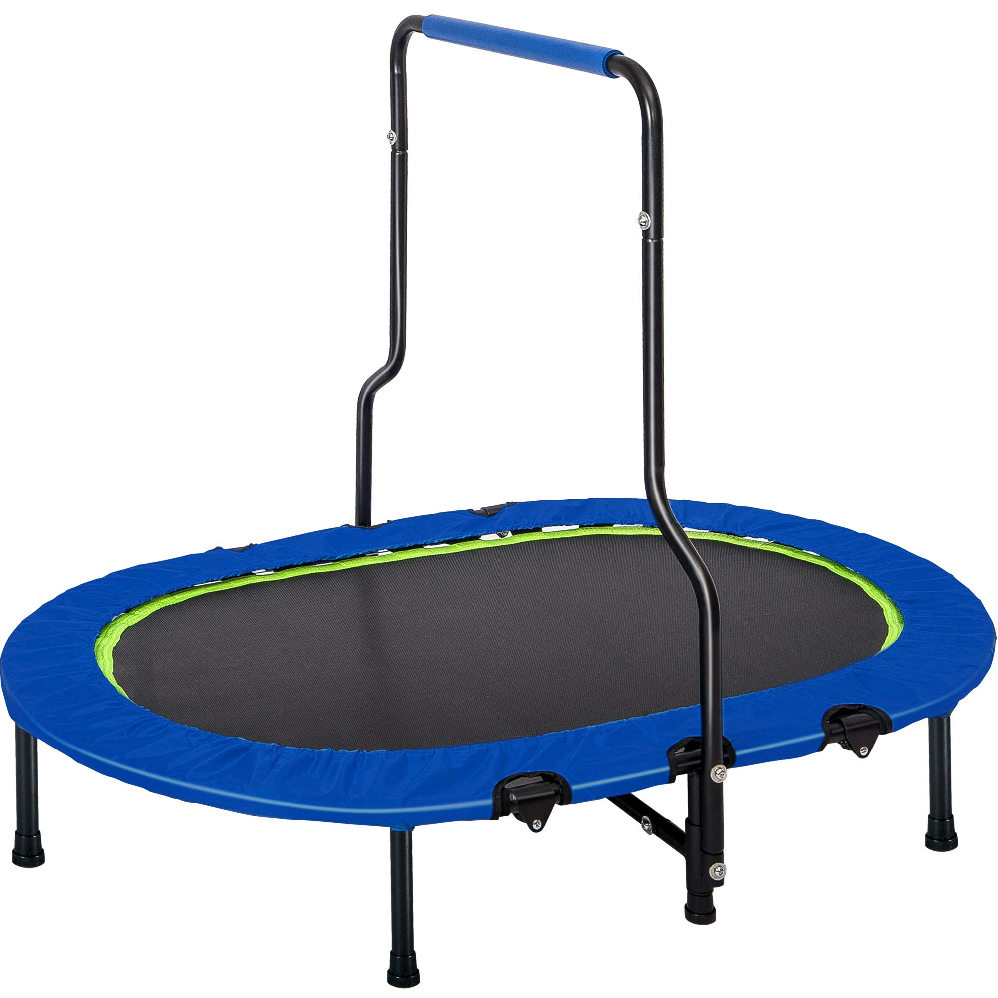 Parent-Child Twin Trampoline with Safety Handrail & Cover - No-Spring Mini Rebounder for 2 Kids - Indoor/Outdoor Kids Jumping Toy for Backyard, Playroom & Family Fitness Fun