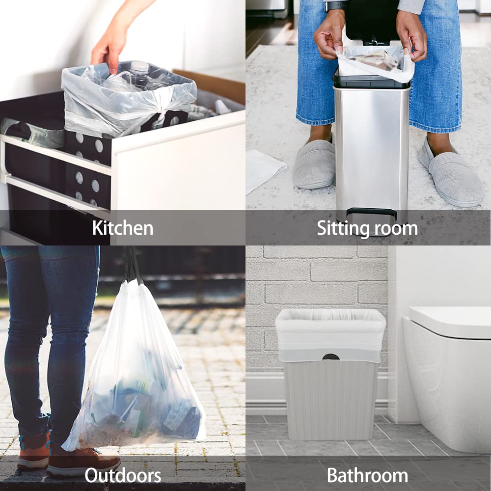 Teivio 1.2 Gallon 220-Count Strong Drawstring Trash Bags - Small Garbage Bags for Bathroom, Kitchen, Office & Home (Fits 4.5-5L / 0.8-1.3 Gal Trash Cans) - Durable Plastic Bin Liners for Daily Waste Disposal