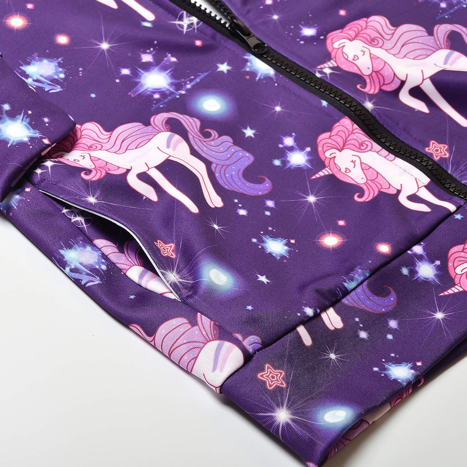 Unicorn Zip Up Hoodie for Girls with Pockets - Cute Pullover Sweatshirt for School, Playdates & Outdoor Activities