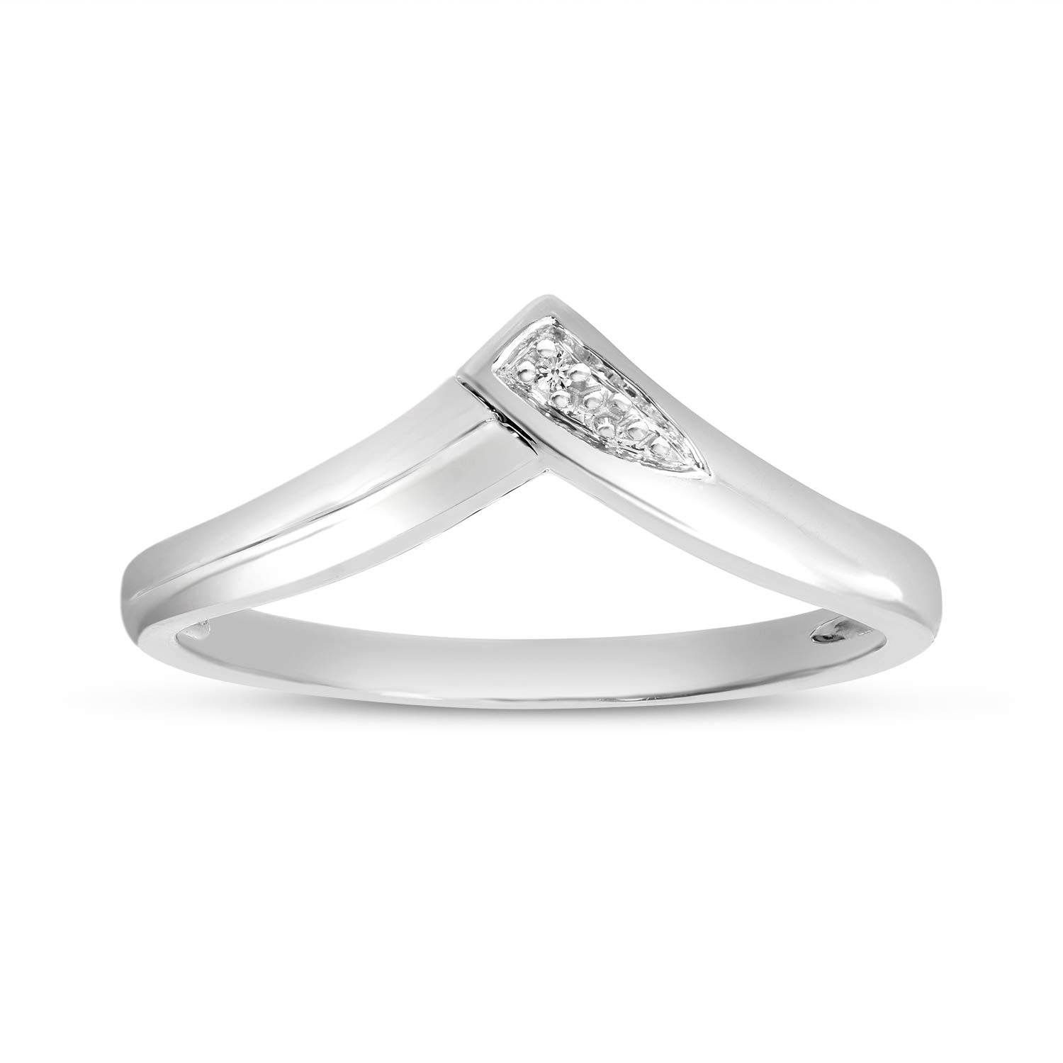 10K White Gold Diamond Chevron Ring for Women - Elegant Stackable Wedding Band, Anniversary Gift, or Everyday Jewelry - Perfect for Bridal, Engagement, or Special Occasions
