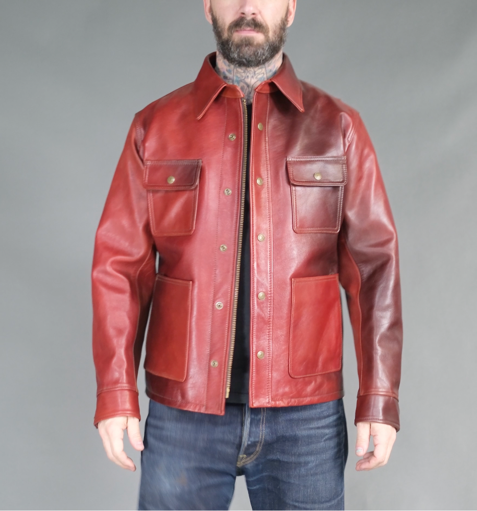 Hand-Dyed Chore Jacket in Camel & Red | Premium Cotton Workwear | The Shop Vancouver | Perfect for Outdoor Work, Casual Wear & Street Style Fashion