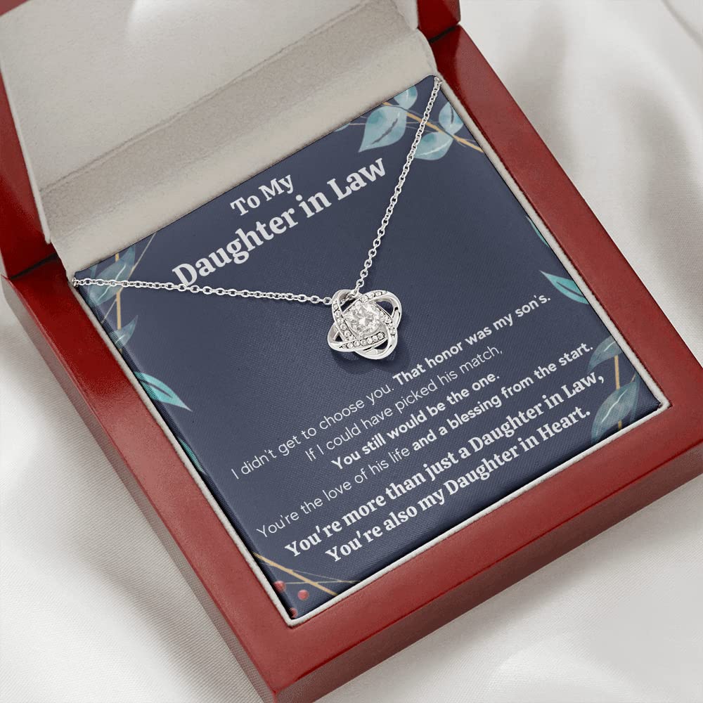 Beautiful Honor Pendant Necklace for Daughter-in-Law - Thoughtful Mother-in-Law Gift with Message Card & LED Gift Box - Perfect Birthday, Wedding, or Christmas Present for Bonus Daughter-in-Law Jewelry