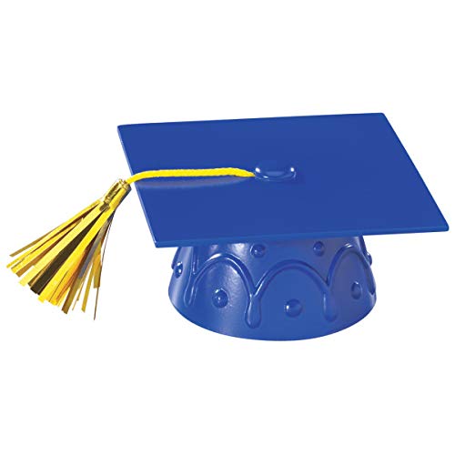 Blue Graduation Cap with Gold Tassels Cake Topper - 1 Count - Perfect for Graduation Cakes, Cupcake Decorations & Party Celebrations