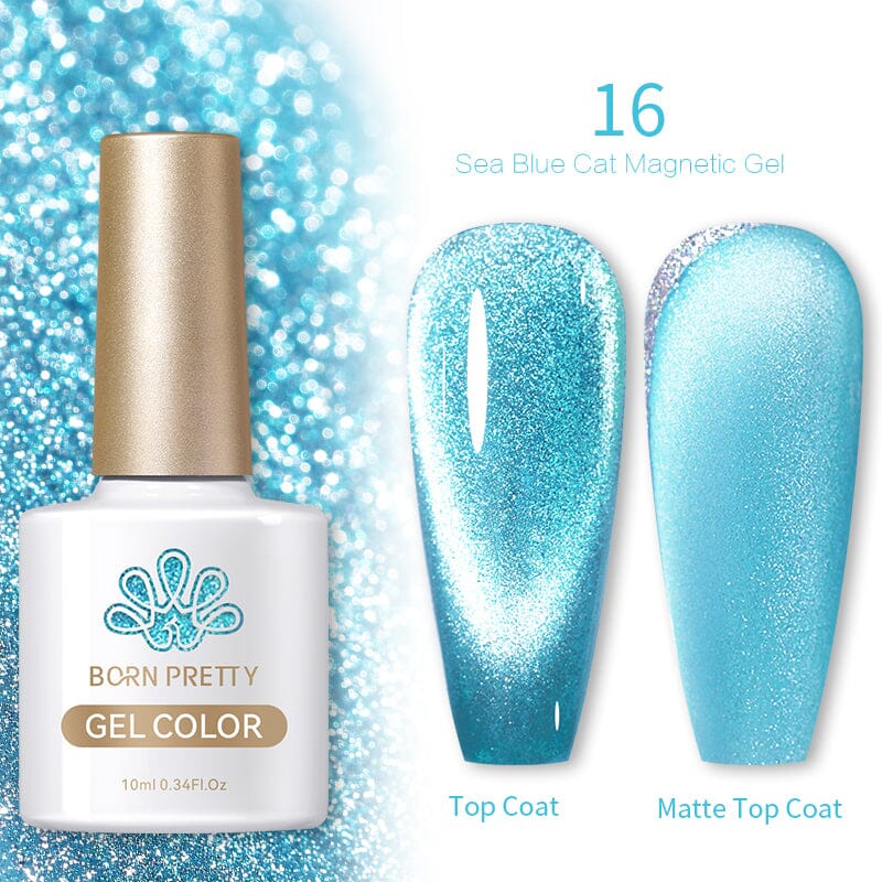 Sea Blue Cat Magnetic Gel Polish 10ml - UV LED Nail Art Kit for Salon & Home Manicure - Long Lasting Nail Polish for Professional & DIY Use