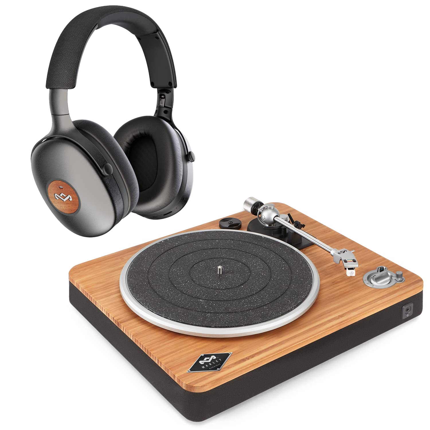 House of Marley Bluetooth Turntable - Wireless Vinyl Record Player with ANC Headphones, Positive Vibration XL (Black) | Perfect for Home Entertainment, Music Lovers & Vinyl Collectors