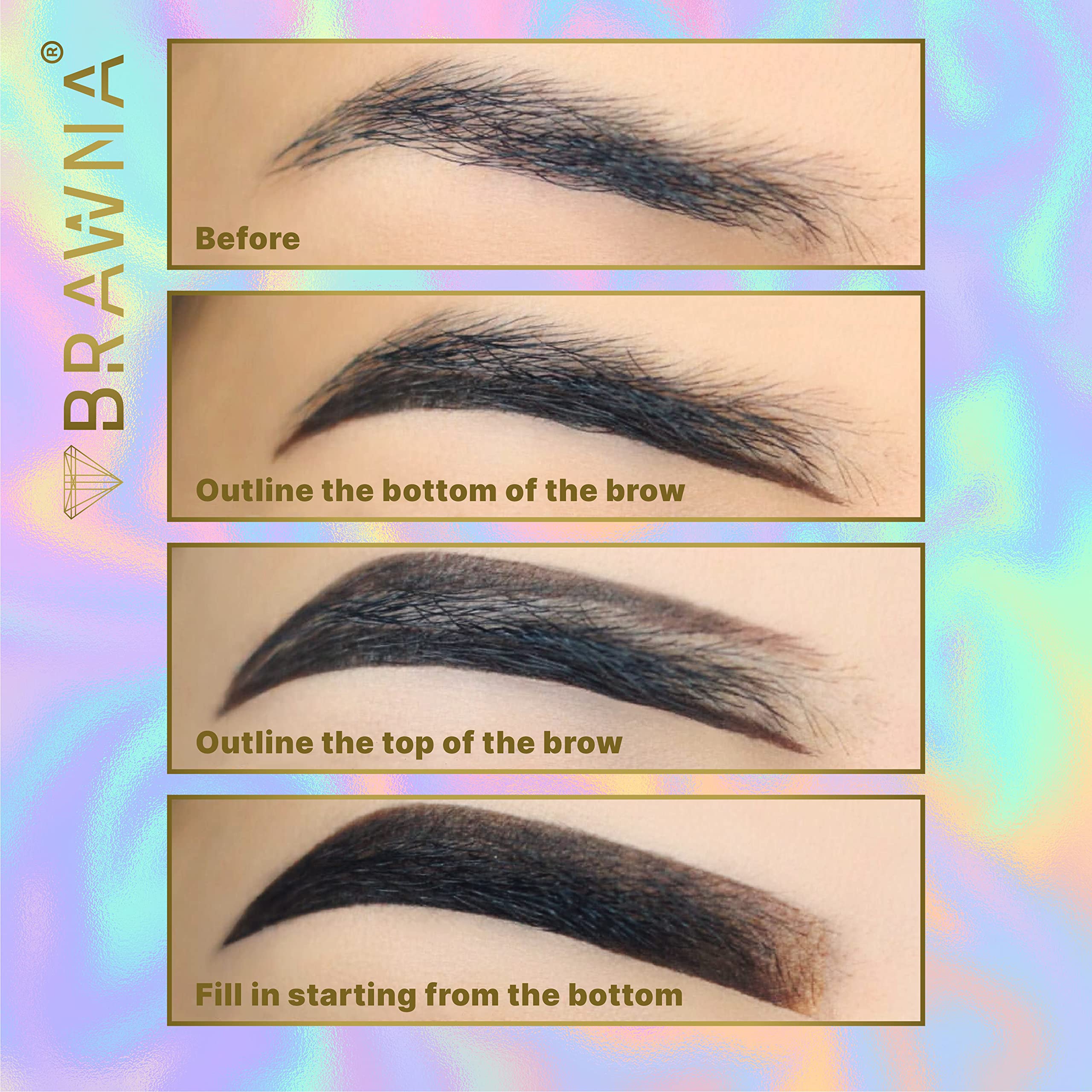 BRAWNA 6 Pcs Brow Pencil Set - Waterproof Eyebrow Mapping for Microblading & PMU - Perfect for Salon & Home Use