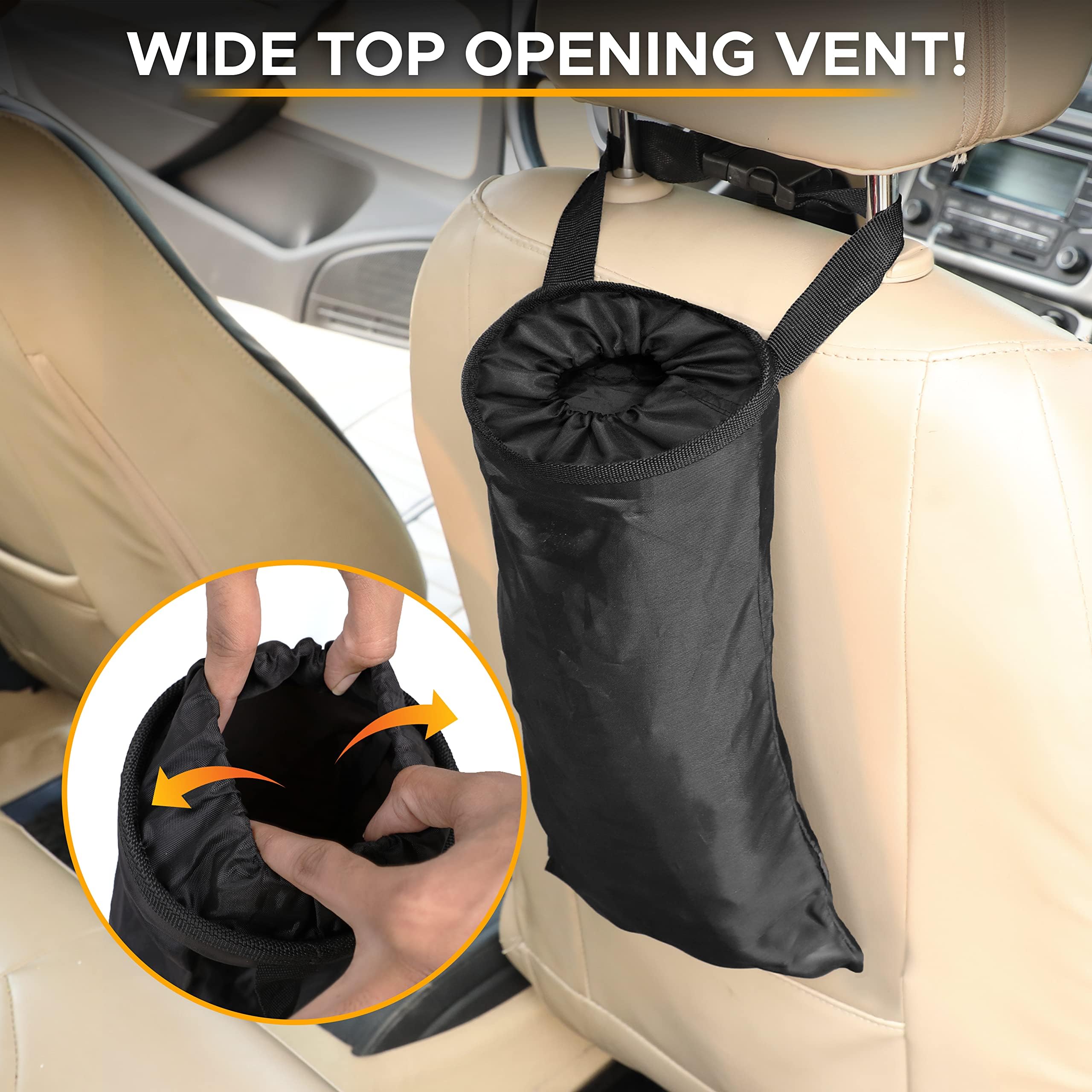 Encell Black Auto Seat Back Litter Trap Car Organizer - Blue Car Trash Can for Sedan, SUV & Truck - Keep Your Vehicle Clean & Organized While Driving