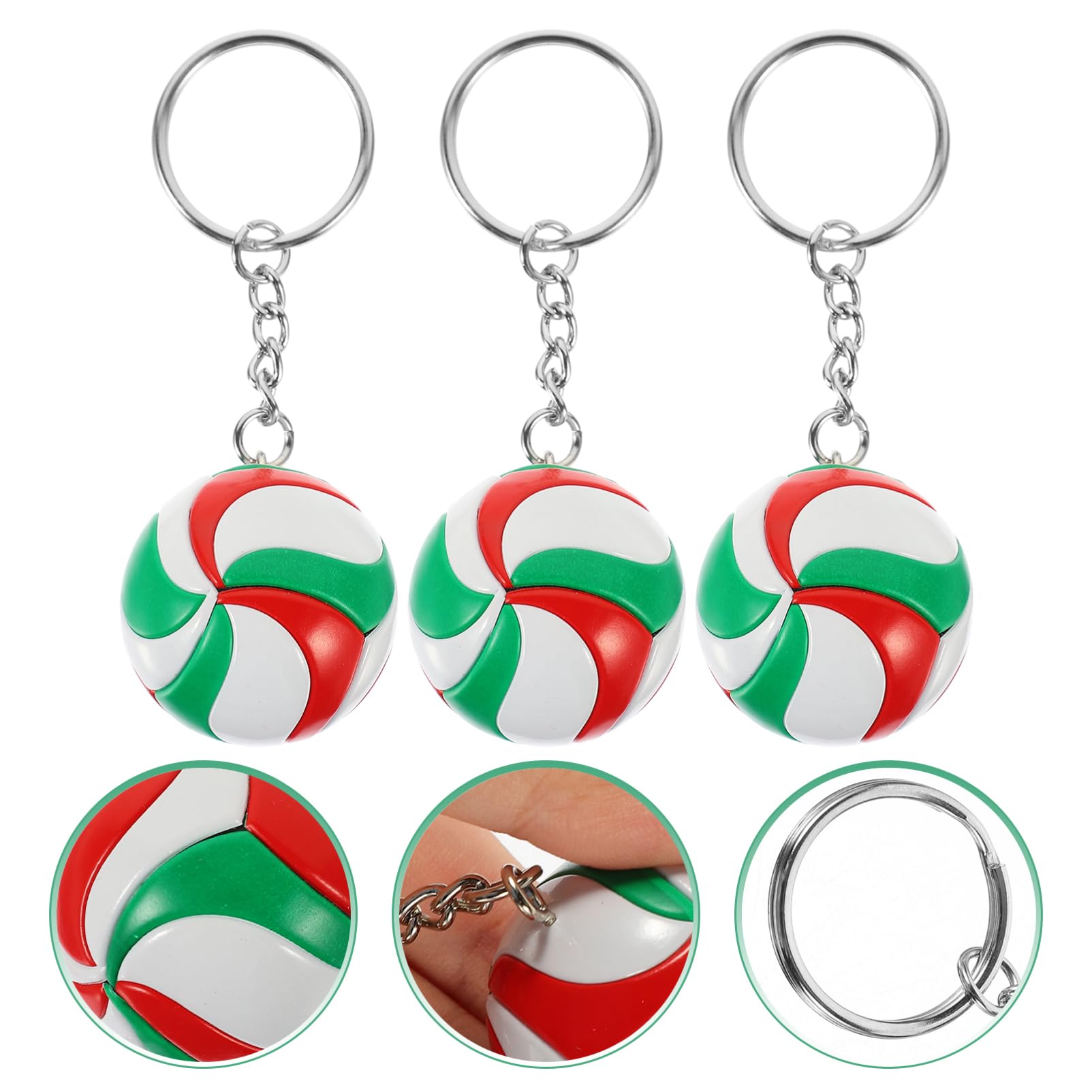 KALLORY 3-Pack Leather Volleyball Keychains - Sporty Keyrings for Volleyball Fans, Women & Men - Perfect for Team Gifts, Party Favors, and Game Day Accessories