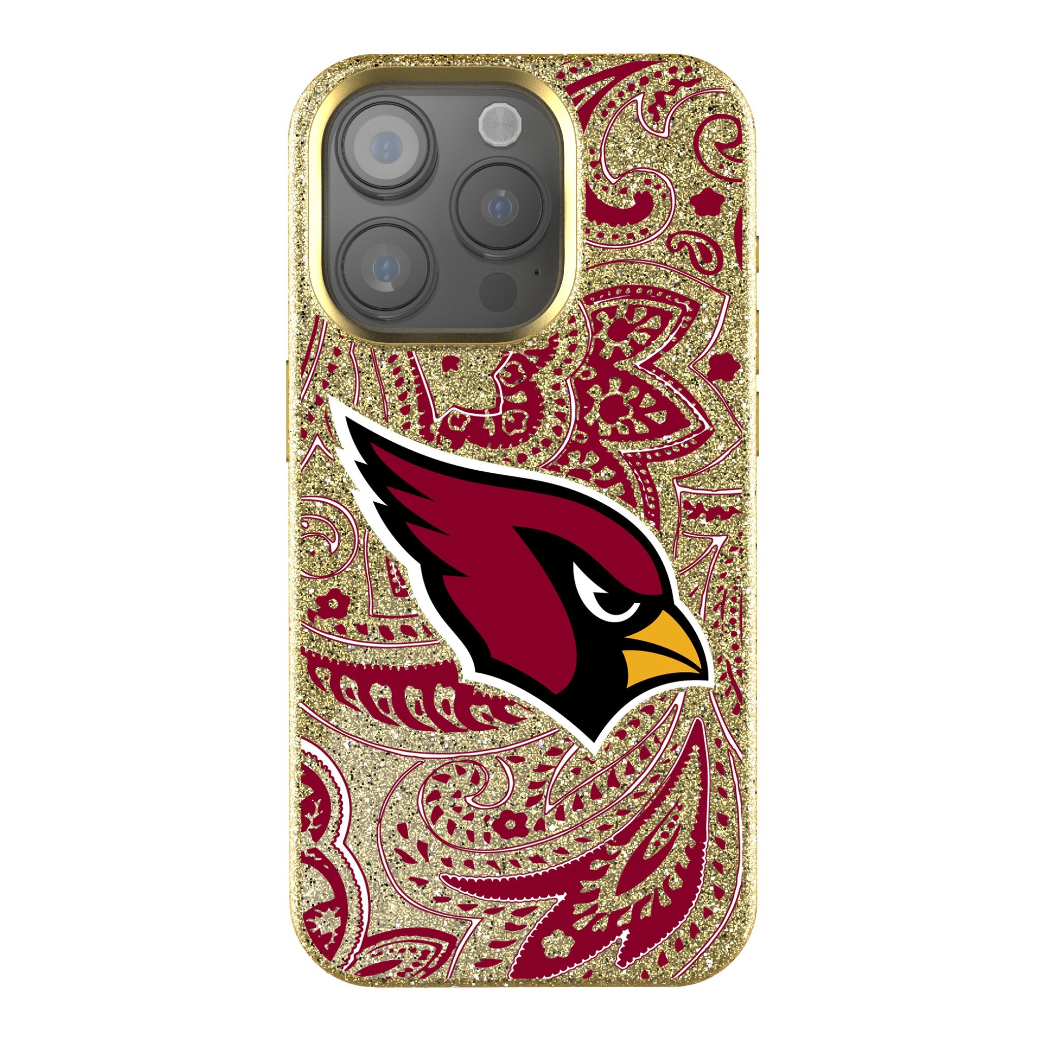 Arizona Cardinals Paisley Bling Phone Case for iPhone & Samsung - Glitter Rhinestone Football Team Design - Perfect for Game Day & Cardinals Fans