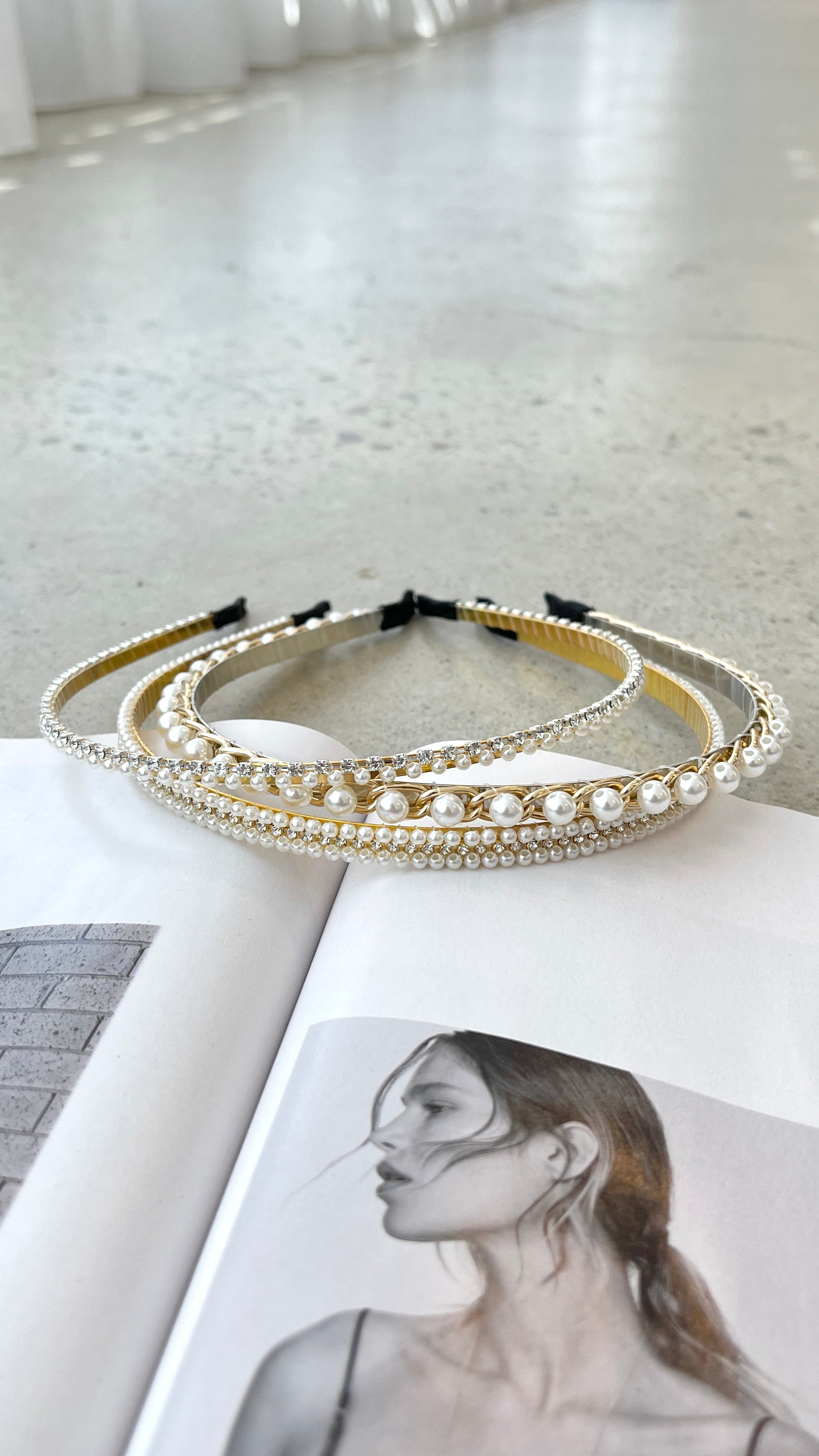 Andrea Pearl Headband Set - Elegant Hair Accessories for Women, Bridal, Party & Everyday Wear