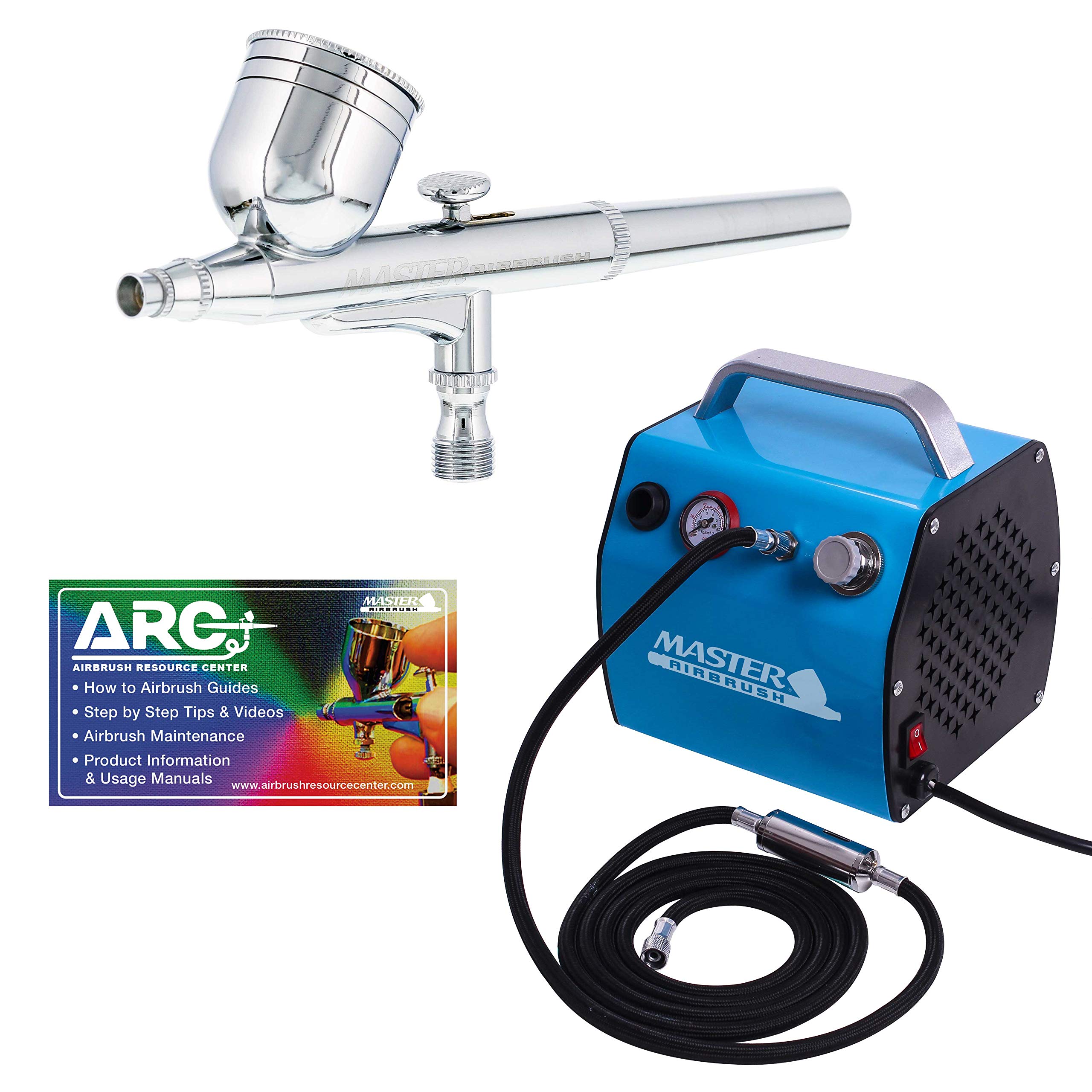 Master Airbrush Performance Dual-Action Airbrush Kit with Compressor, Hose & Moisture Trap - Professional Makeup, Model Painting & DIY Art Projects