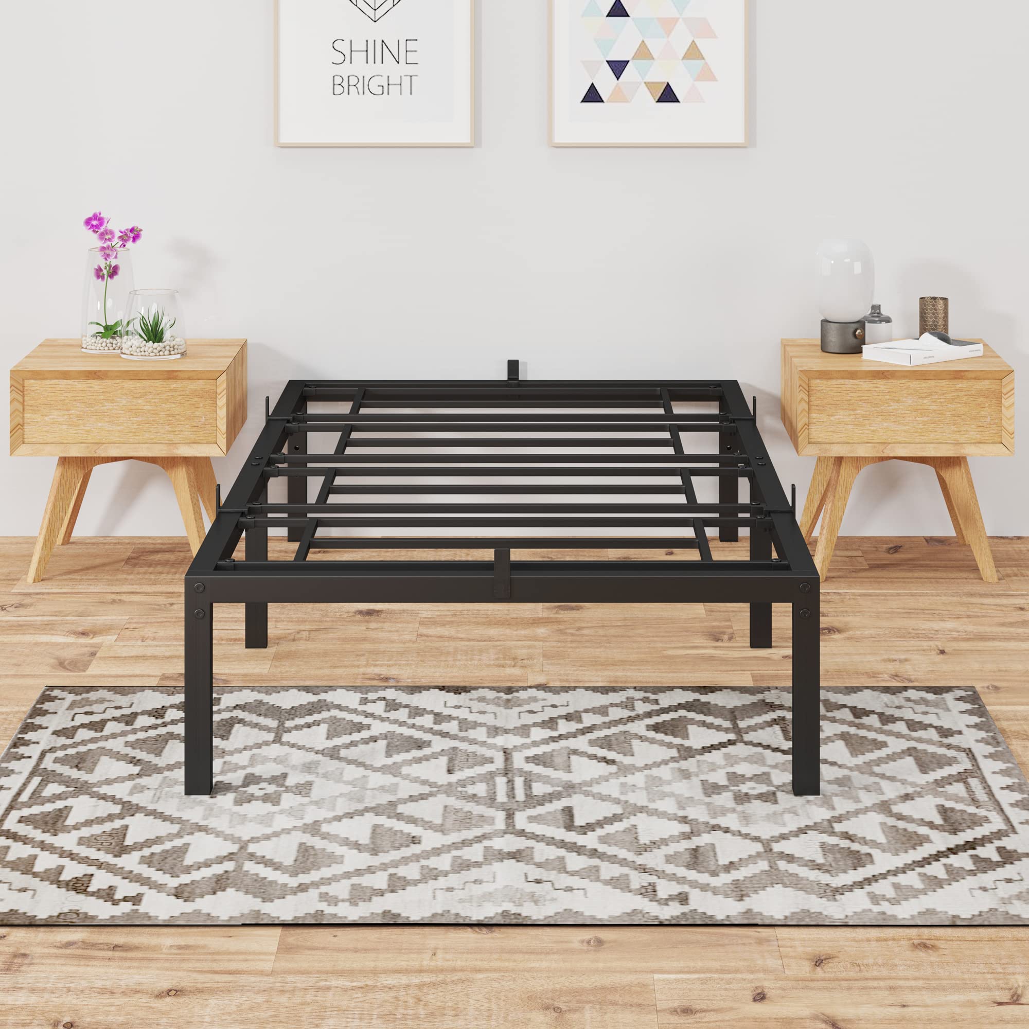 Sturdy Twin Size Bed Frame with Metal Slats - Perfect for Kids Rooms, Guest Beds & Small Spaces | Heavy Duty Support for Mattresses