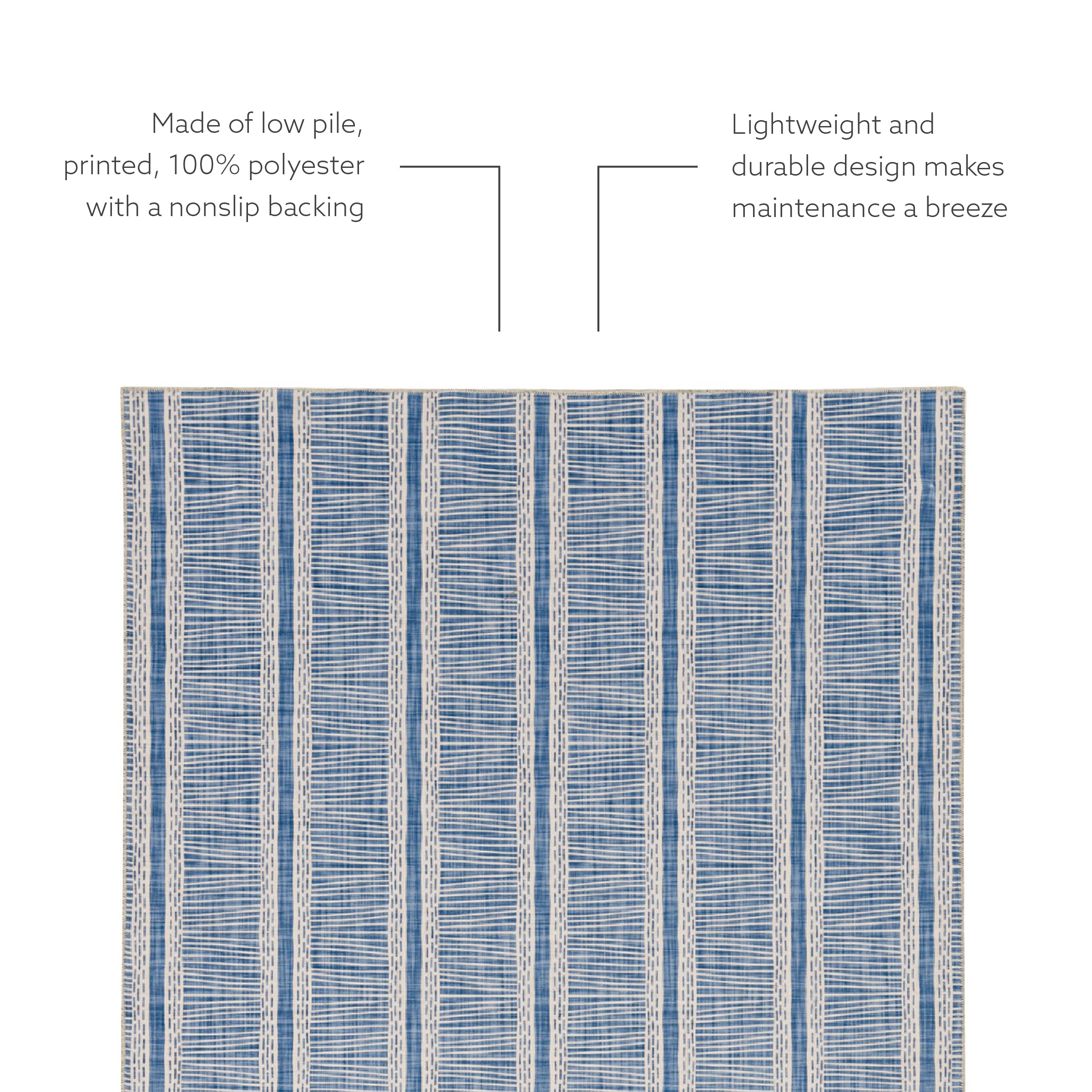 Linon The Anywhere Washable Rug - Kanton Ivory/Blue 5' X 7' Area Rug - Machine Washable, Stain Resistant - Perfect for Living Room, Bedroom & High Traffic Areas