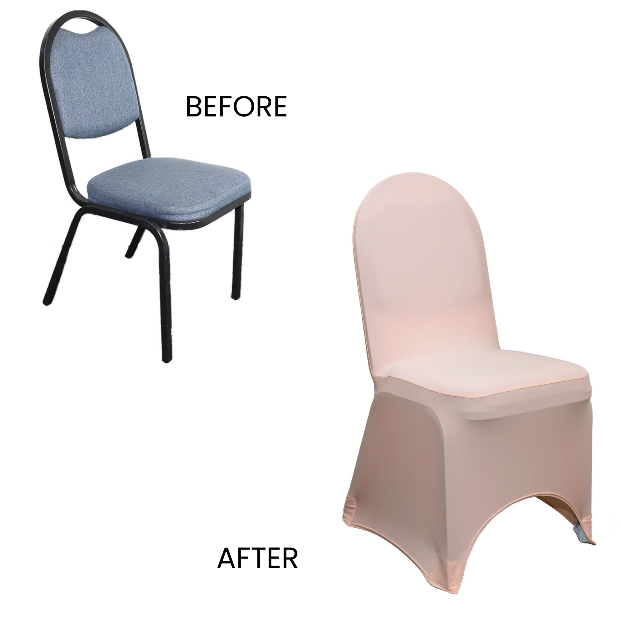 100 Pack Stretch Spandex Banquet Chair Covers - Blush Wedding Chair Slipcovers, Premium Elastic Chair Covers for Weddings, Parties, Events & Home Decor - Fits Most Standard Chairs