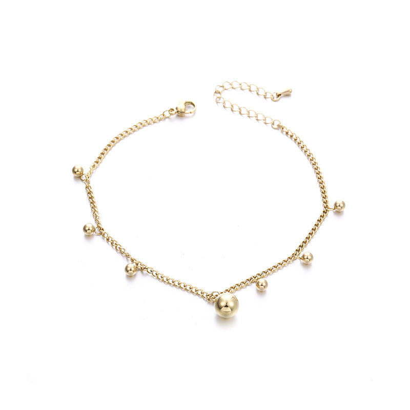 14K Gold Ball Bead Ankle Bracelet for Women - Elegant Foot Jewelry for Parties, Weddings & Beach Outfits