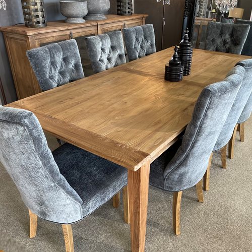 Benton Elm Dining Table 220cm - Solid Wood Large Dining Table for 8-10 People | Perfect for Family Gatherings & Dinner Parties