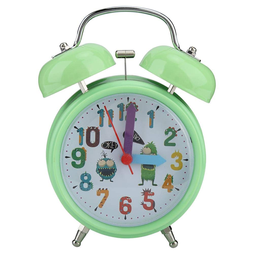 **Simlug Retro Plastic Alarm Clock with Luminous Dial & Bell Ring - Battery Operated Bedside Clock for Kids, Adults, Home, Office & Travel (Green)**    *Perfect for Bedrooms, Nightstands, Dorms, Desks & as a Gift for Students & Seniors*