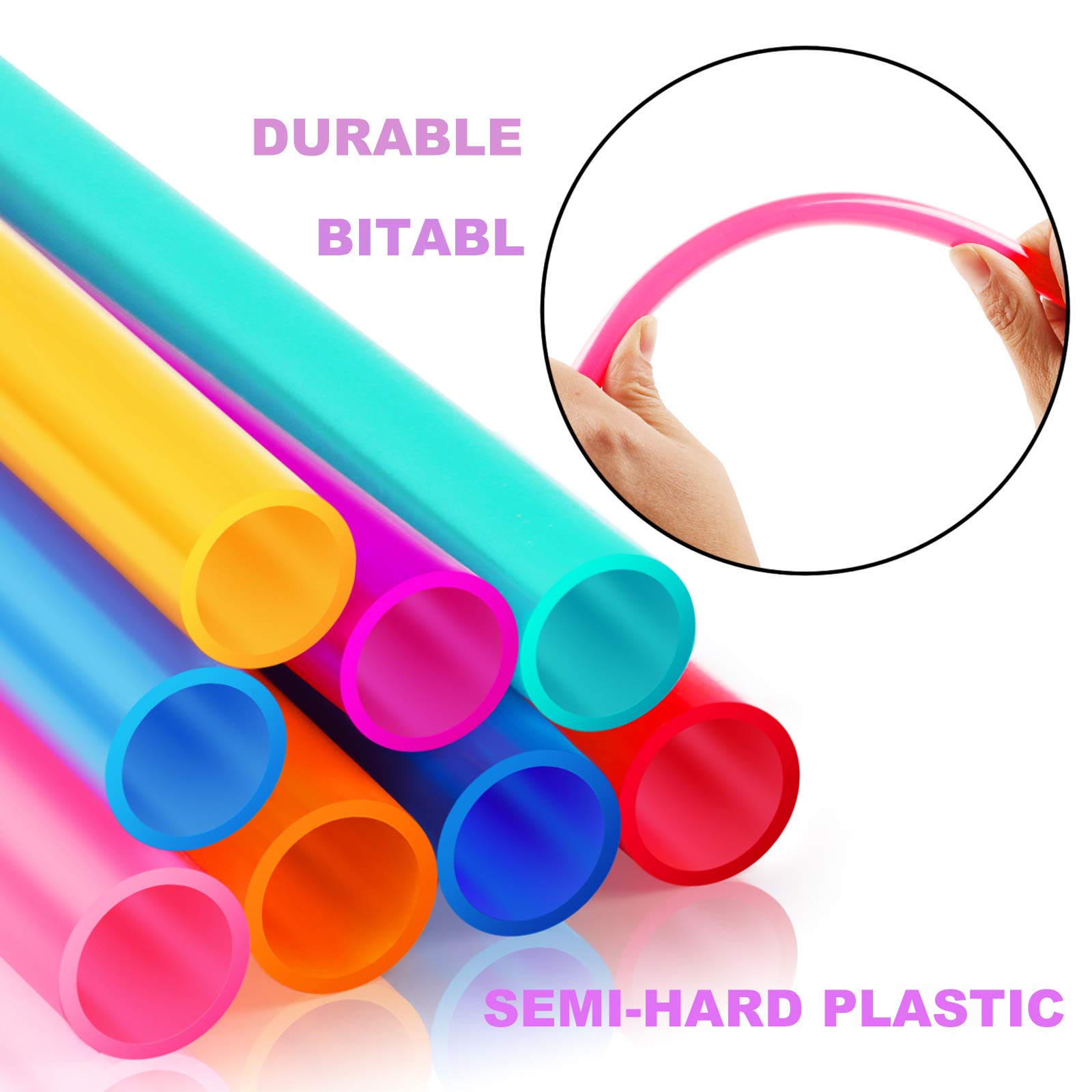 12 Pack Reusable Jumbo Angled Straws for Smoothies & Drinks - BPA Free Food Grade Plastic with Storage Bag & Cleaning Brushes - Perfect for Home, Office, Parties & Travel
