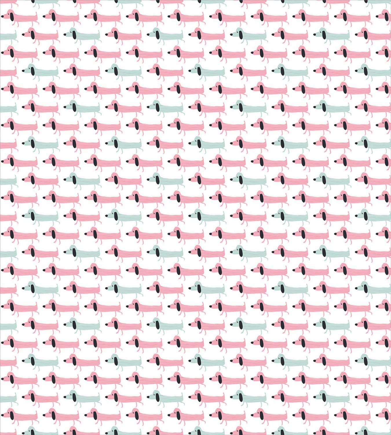 Ambesonne Funny Dachshund Duvet Cover Set - 2 Pack King Size Cartoon Sausage Dog Design with 4 Pillowcases, Seafoam Pink | Cute Dog Lover Bedding for Kids & Adults Rooms