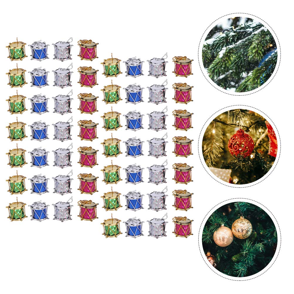 60 Pcs Christmas Snare Drum Ornaments - Hanging Drum Decorations for Xmas Tree, Holiday Party & Home Decor - Festive Musical Theme Christmas Tree Pendants