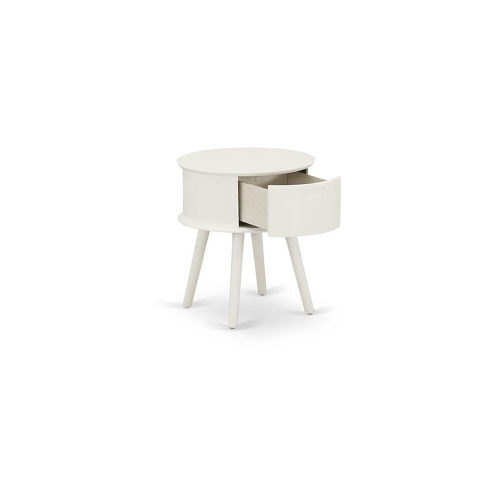 East West Furniture GONE05 White Nightstand with Drawer - Modern Bedroom Side Table for Small Spaces, 1-Pack - Perfect for Bedrooms, Guest Rooms & Apartments