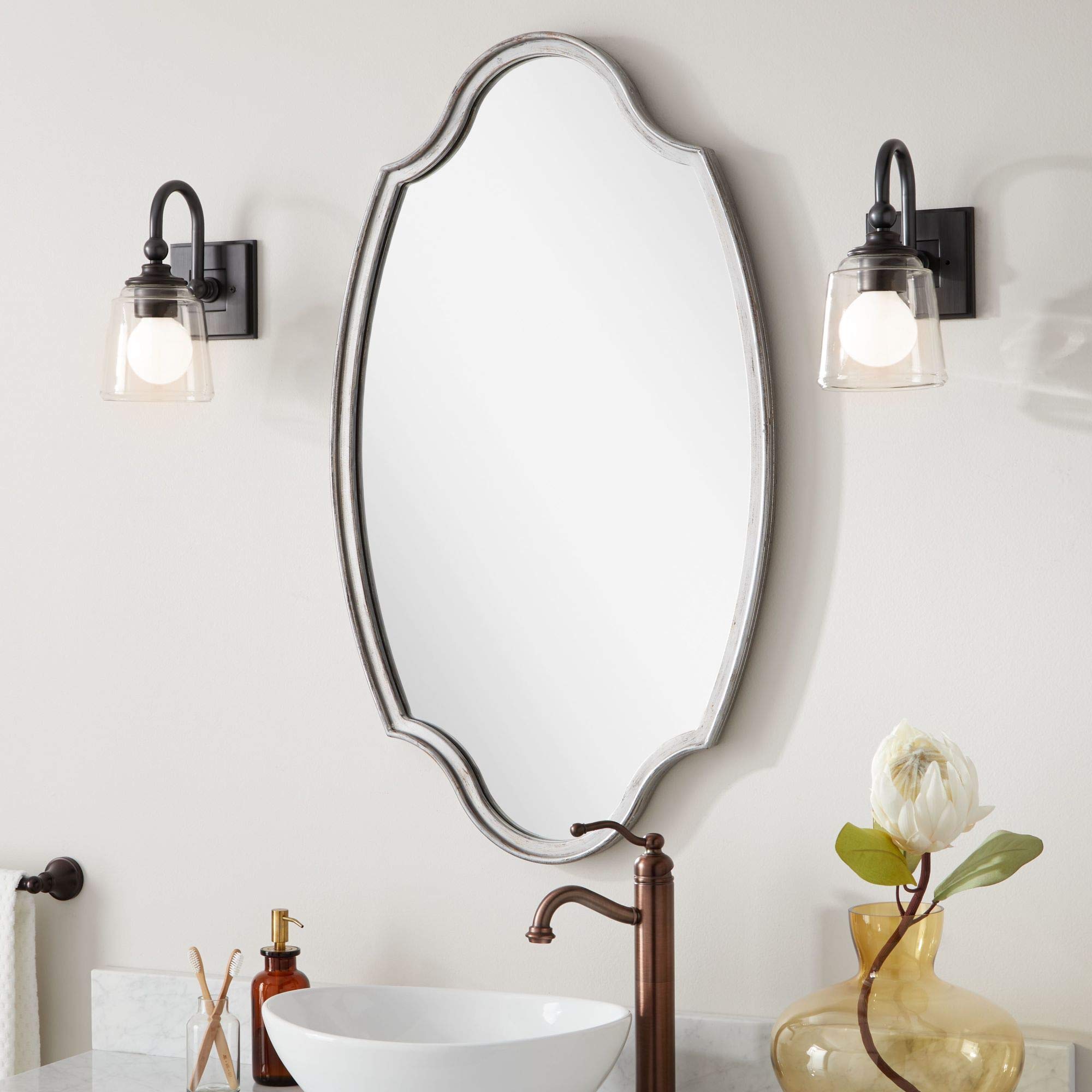 Signature Hardware 949491 Braewood Decorative Vanity Mirror - Elegant Bathroom Wall Mirror with Beveled Edge for Makeup & Grooming, Perfect for Bedroom or Dressing Room Decor