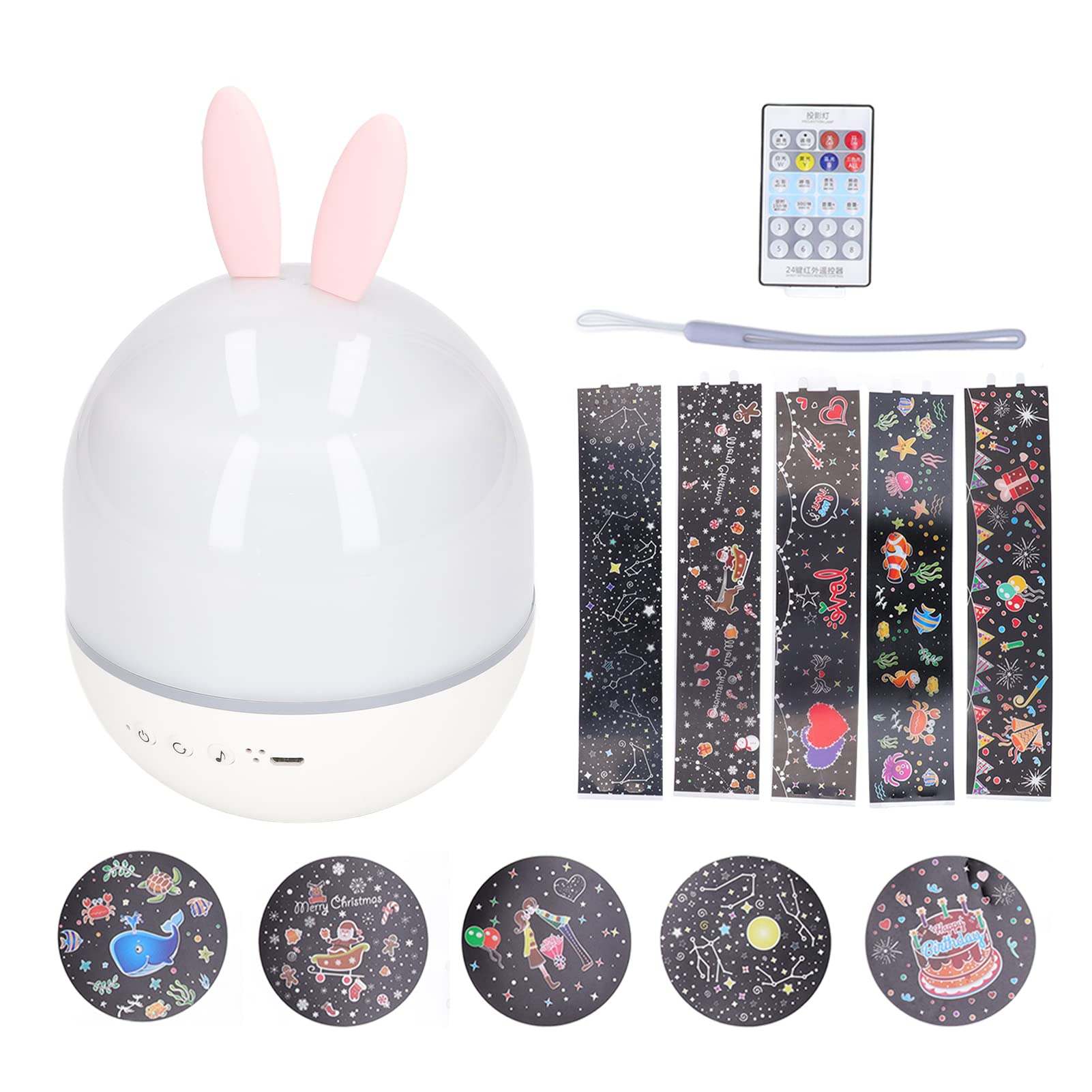 Mxzzand Kids Night Light Projector with Remote Control - Star Projector Night Light with Music Box for Nursery, Bedroom & Office (Cute Bunny Design) - Perfect for Baby Sleep Aid, Relaxation & Romantic Atmosphere