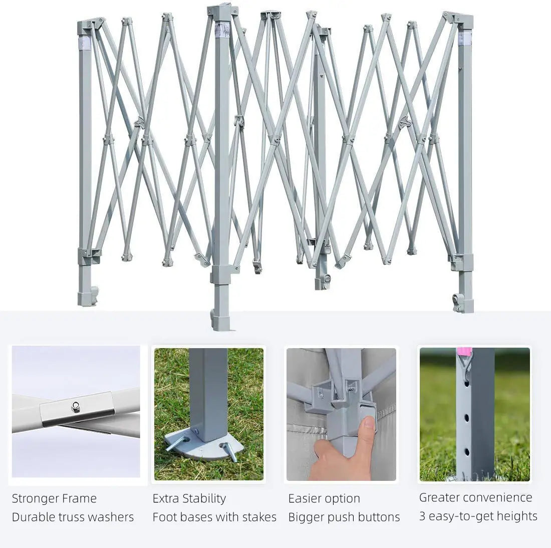 10' x 10' Instant Pop Up Canopy Tent with No Side Walls - Portable Outdoor Shelter for Camping, Beach, Picnics & Backyard Parties