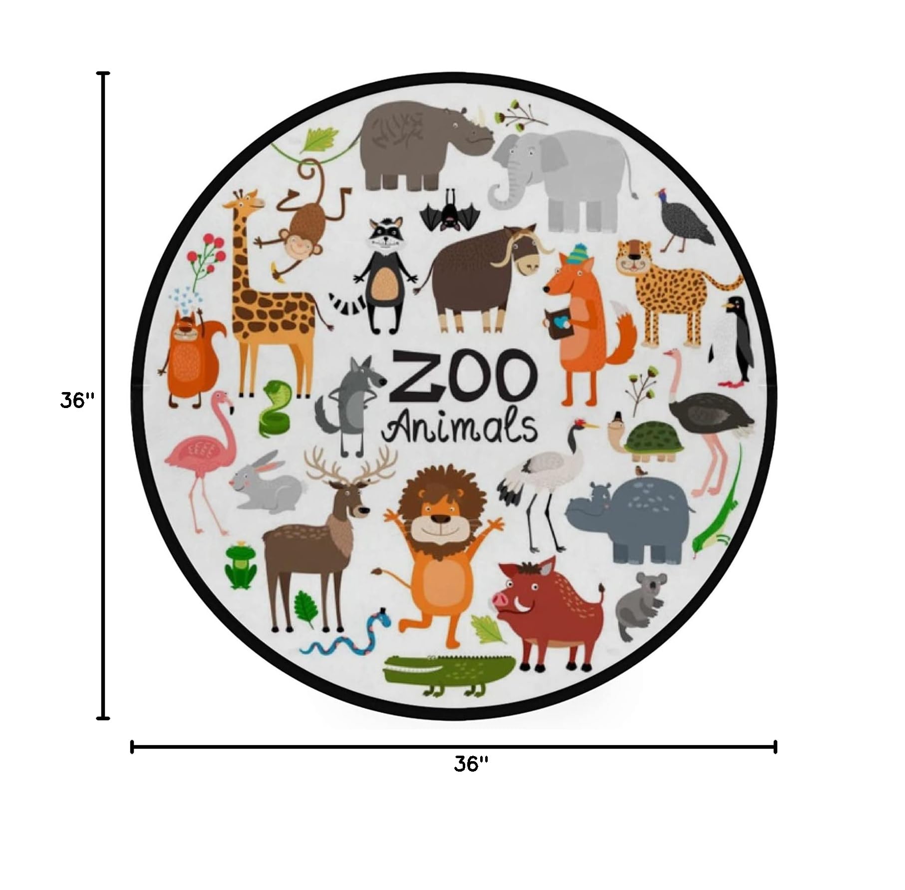 Vantaso 3 Ft Round Kids Play Rug - Soft Foam Non-Skid Nursery Rug with Cute Animal Designs (Giraffe & Lion) for Children's Room, Daycare & Play Areas - Perfect for Crawling, Learning & Playtime