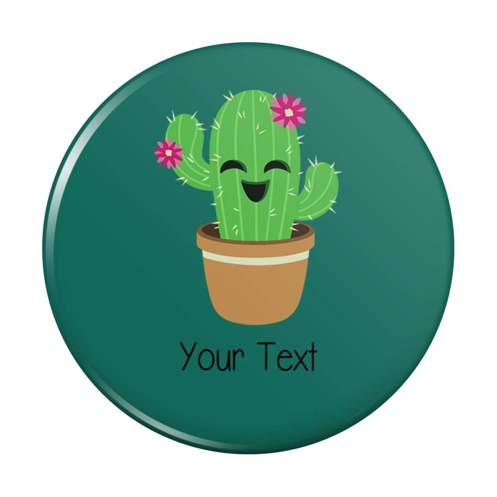 Custom Cute Cactus in Pot - Personalized 1 Line Kitchen Fridge Magnet - Perfect for Refrigerator, Locker & Office Decor
