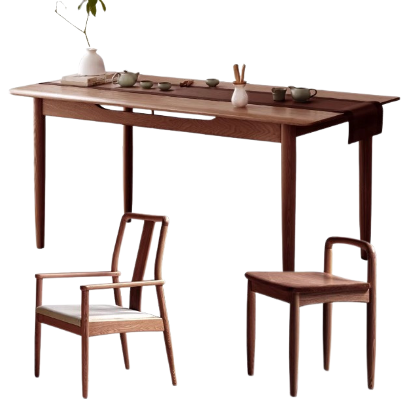 Premium Oak & Ash Solid Wood Tea Maker Set with Integrated Tea Table - Perfect for Home, Office & Zen Tea Ceremonies