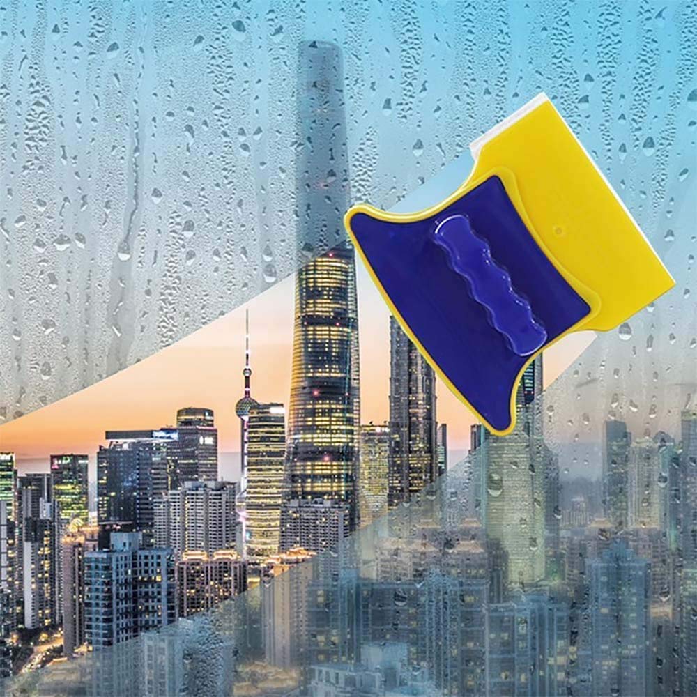 NOBILEA Magnetic Double-Sided Window Cleaner - Powerful Glass Cleaning Tool with 2 Extra Washable Microfiber Pads | Perfect for High Windows, Skylights, Glass Doors & Shower Enclosures