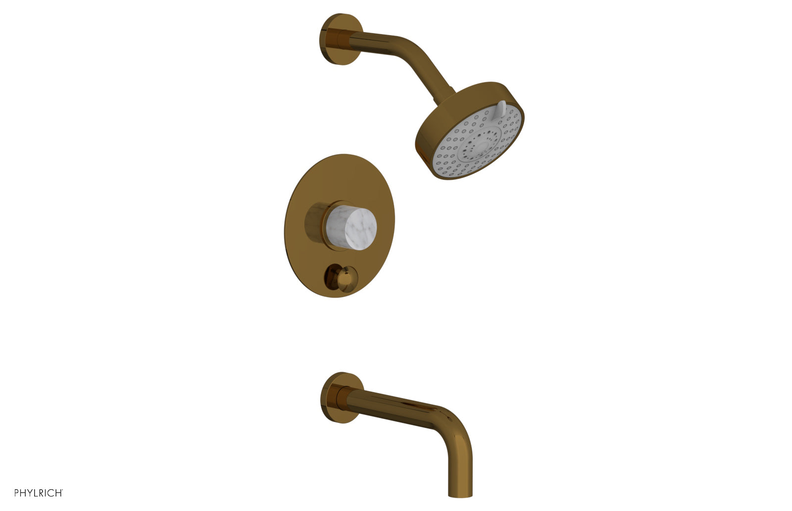 BASIC II Pressure Balance Tub and Shower Set in White Marble - 230 28 Series | Perfect for Modern Bathroom Renovations & Spa-Like Showers