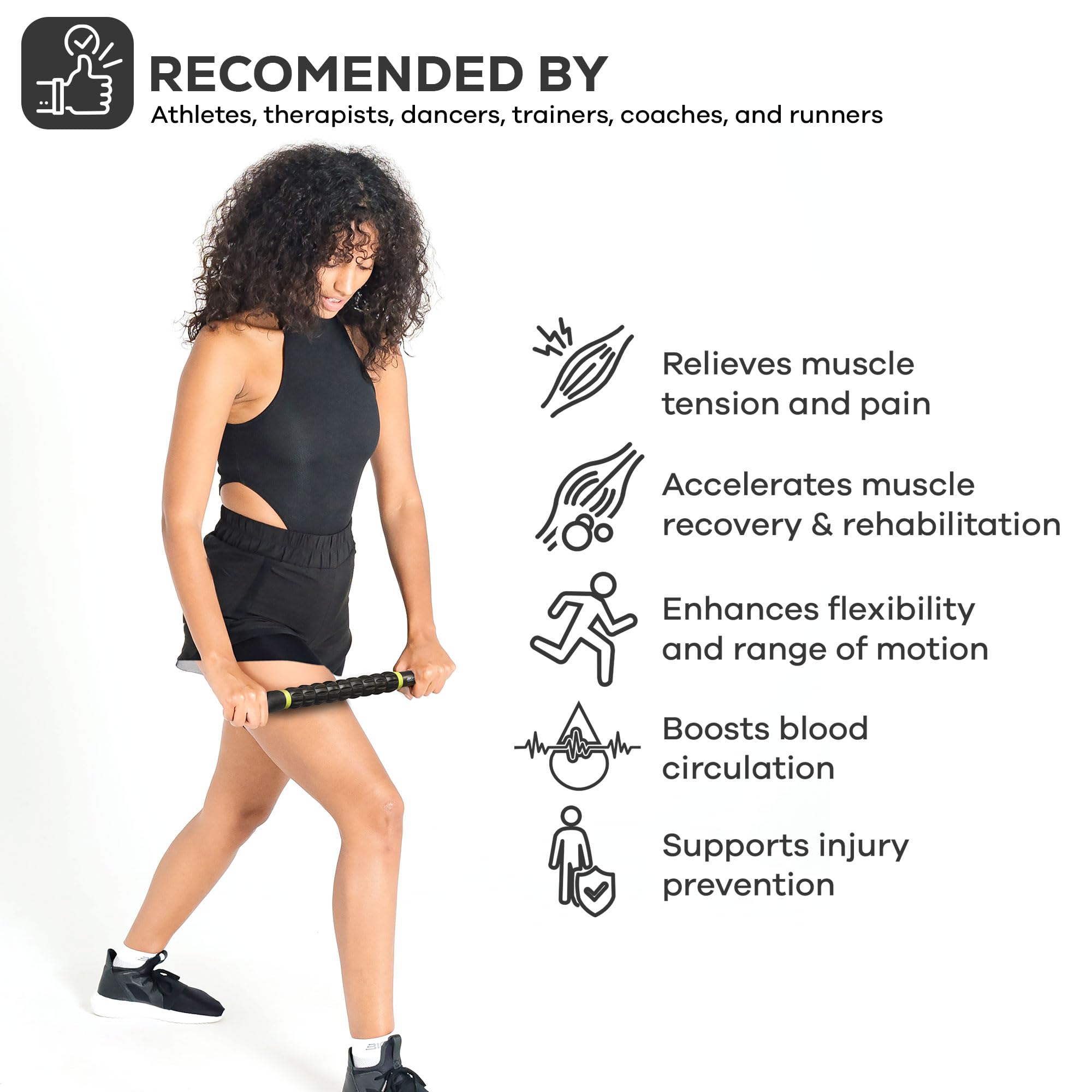 Bionix Deep Tissue Massage Roller Stick - 360° Muscle Roller for Trigger Points, Soreness & Tightness Relief, Myofascial Release and Recovery, Leg Calf Massager for Athletes, Runners, Yoga & Post-Workout Recovery (Green)