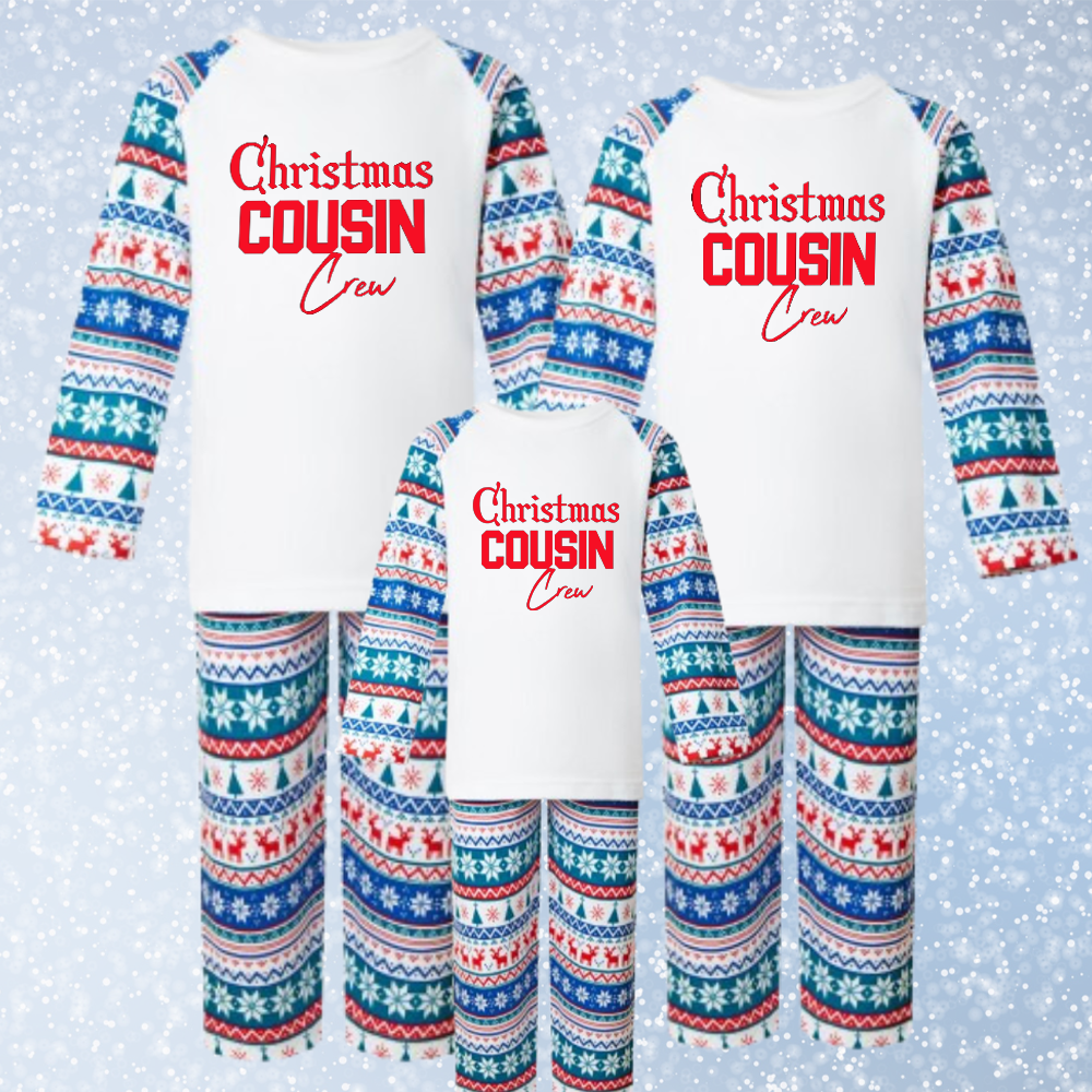 Christmas Cousin Crew Matching Frosty Pajamas Set - Family Holiday Sleepwear for Cozy Winter Nights & Festive Gatherings