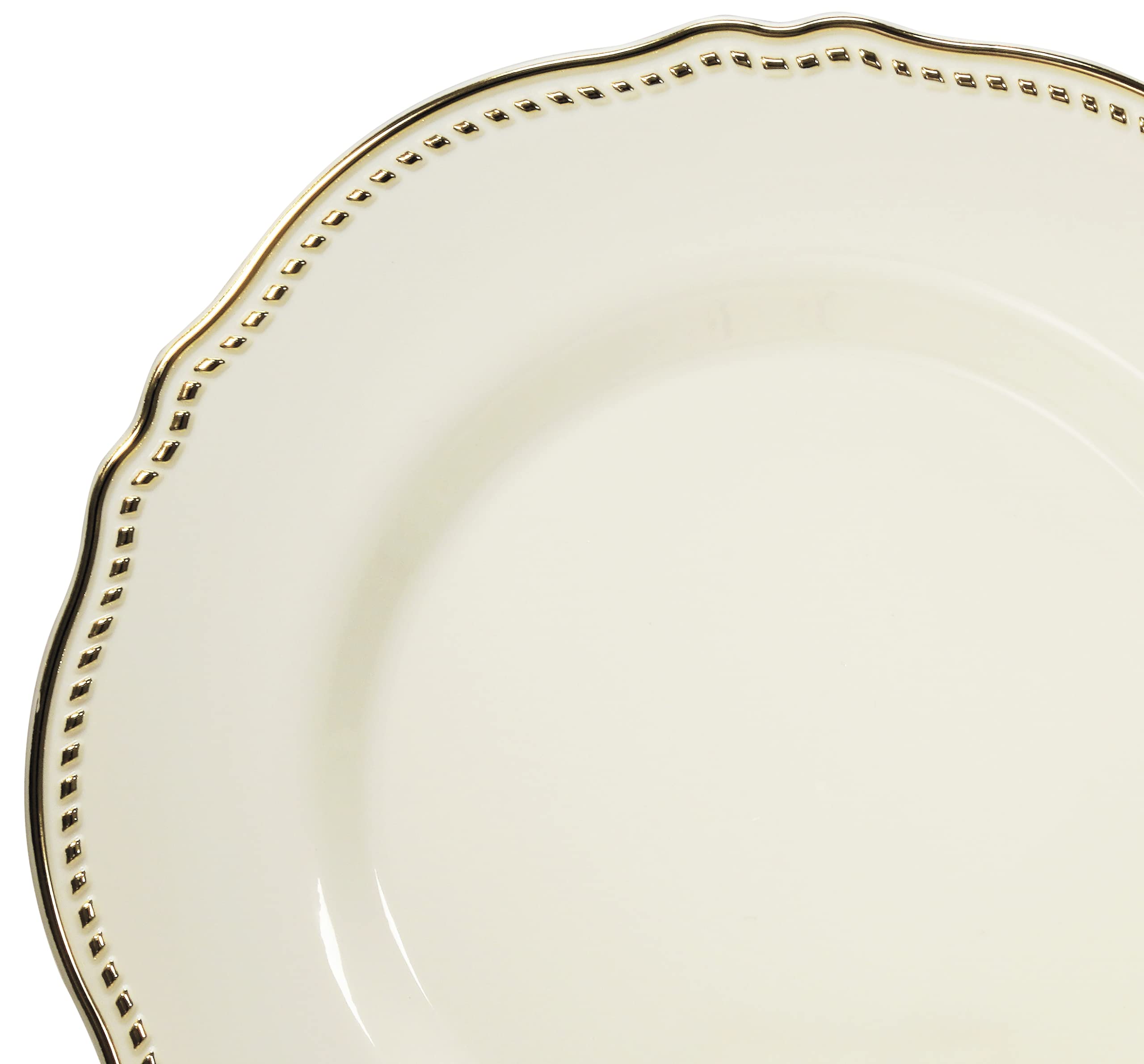 20-Pack Heavyweight Disposable Plastic Plates for Weddings & Parties - 9'' Elegant Ivory & Gold Luncheon Plates - Perfect for Bridal Showers, Birthday Celebrations & Formal Events