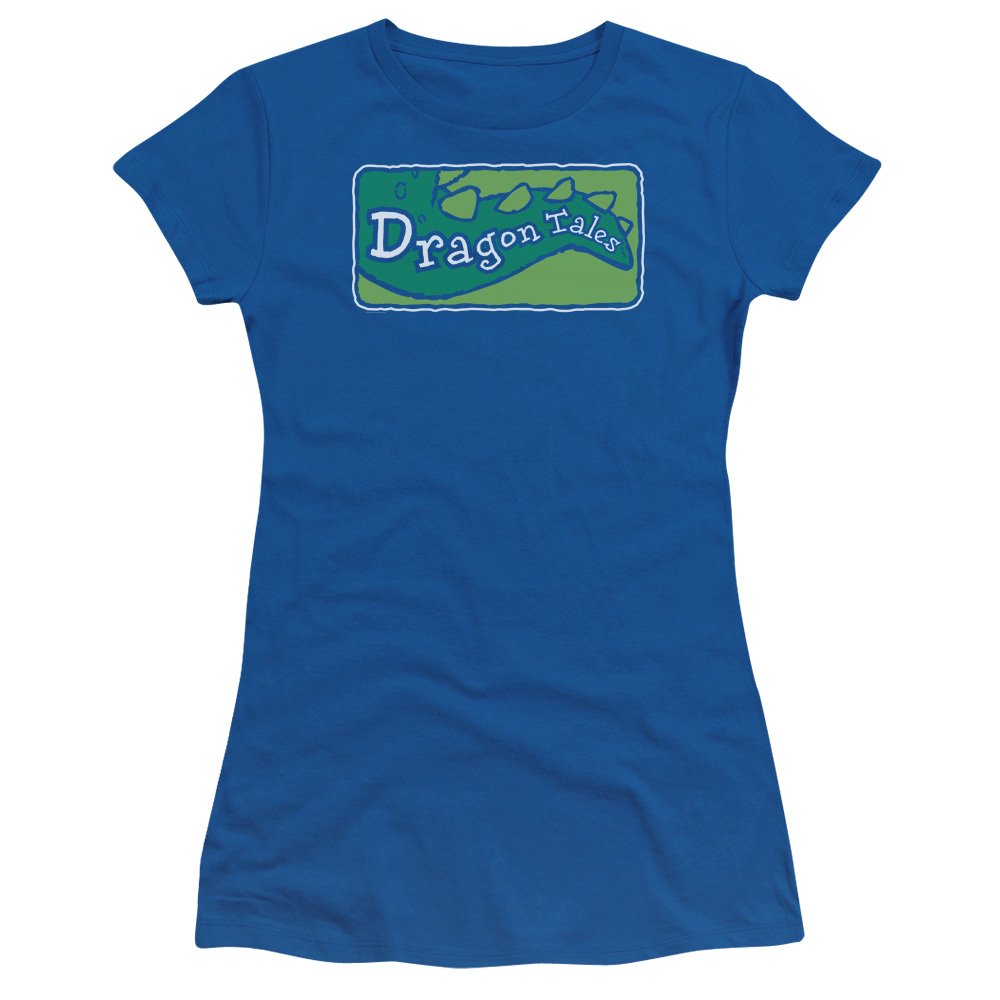 Trevco Dragon Tales Logo Juniors' Sheer Fitted T-Shirt - Soft & Comfortable Cartoon Graphic Tee for Kids & Teens - Perfect for School, Playdates & Casual Wear